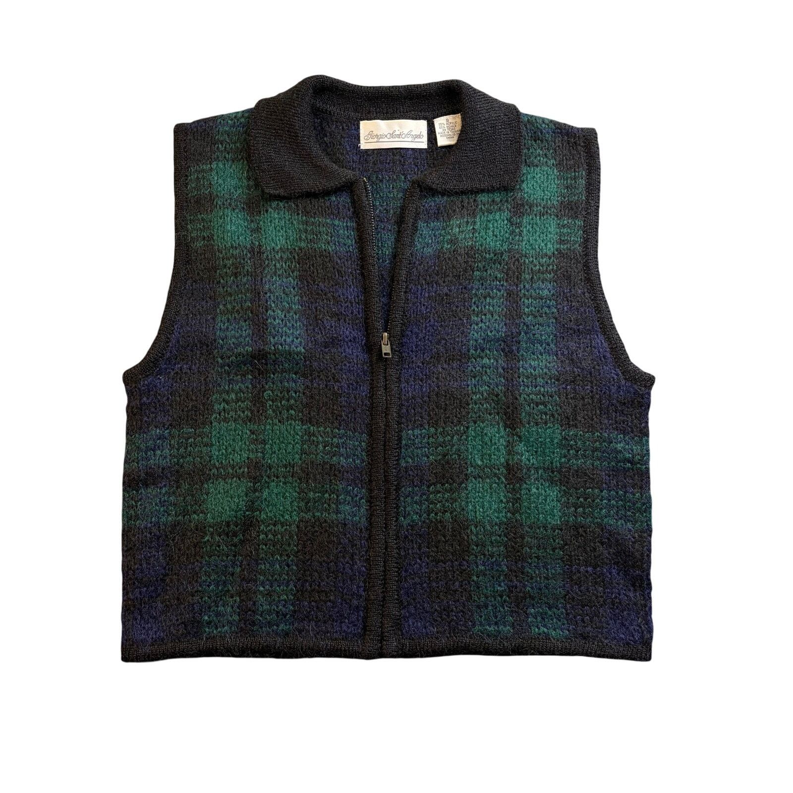 Vintage Vintage Checked Sweater Vest Blackwatch Plaid Zip Up Size M / US 6-8 / IT 42-44 - 2 Thumbnail