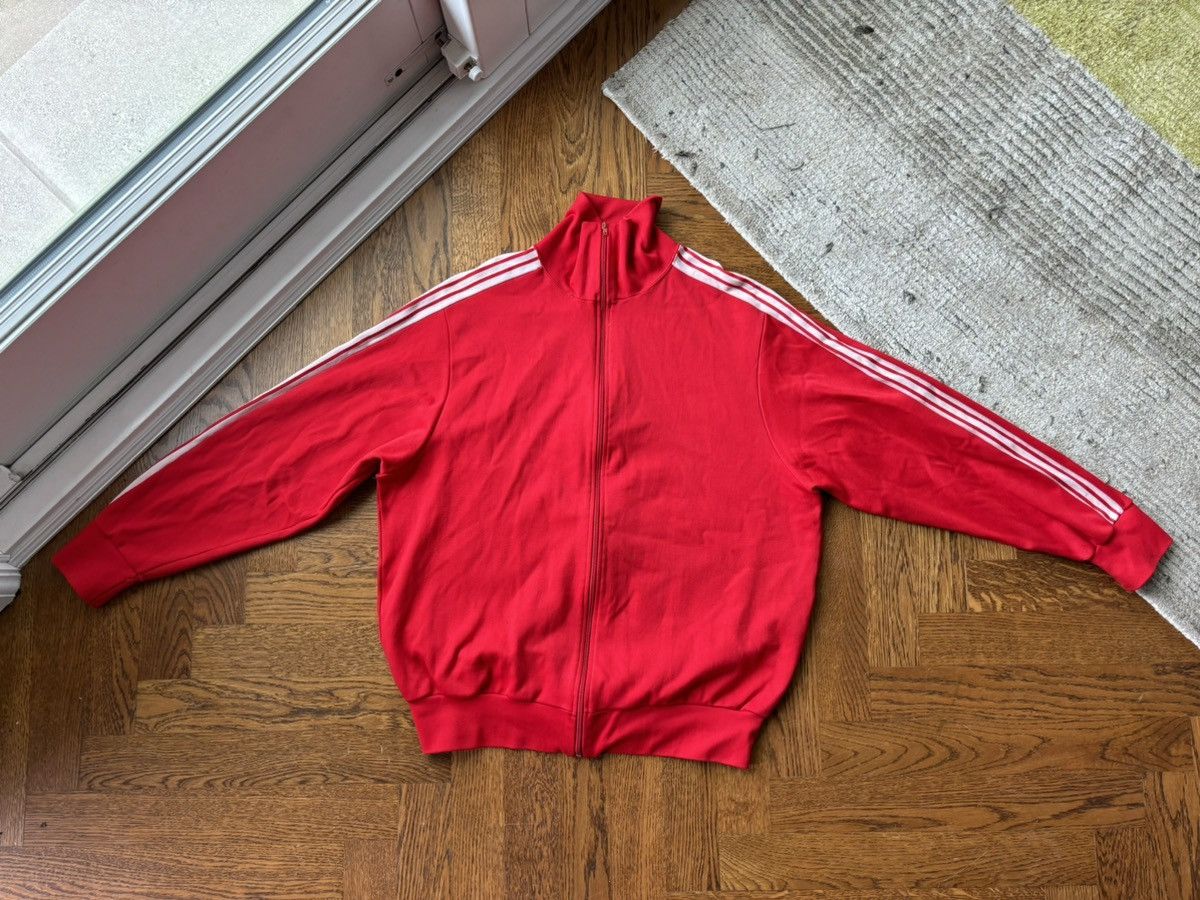 Adidas × Vintage 1980s Vintage Adidas Track Suit Jacket Pants 3 Stripes Red Size US L / EU 52-54 / 3 - 23 Thumbnail