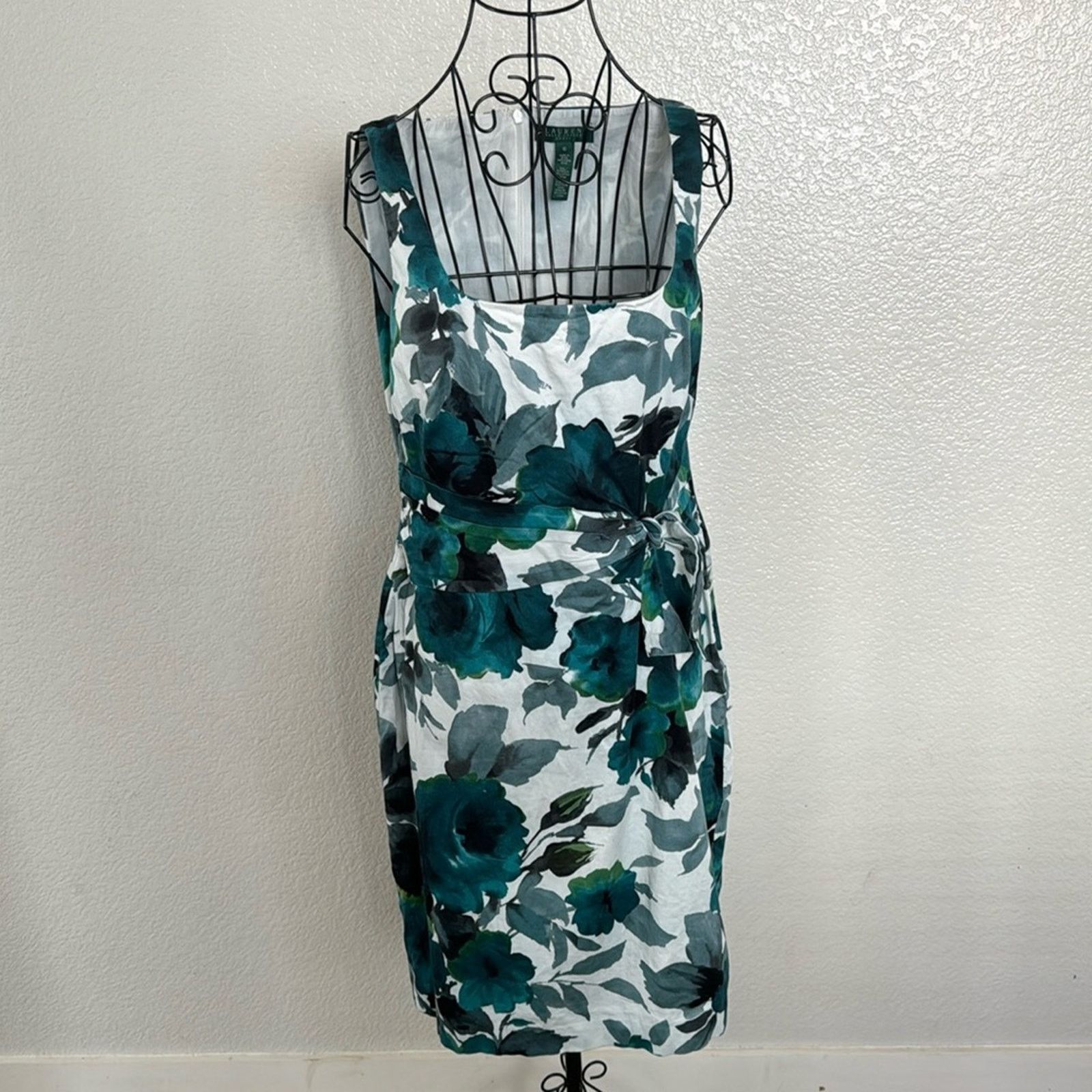 Lauren Ralph Lauren RALPH LAUREN FLORAL DRAGONFLY TURQUOISE DRESS Size 10 Size L / US 10 / IT 46 - 1 Thumbnail