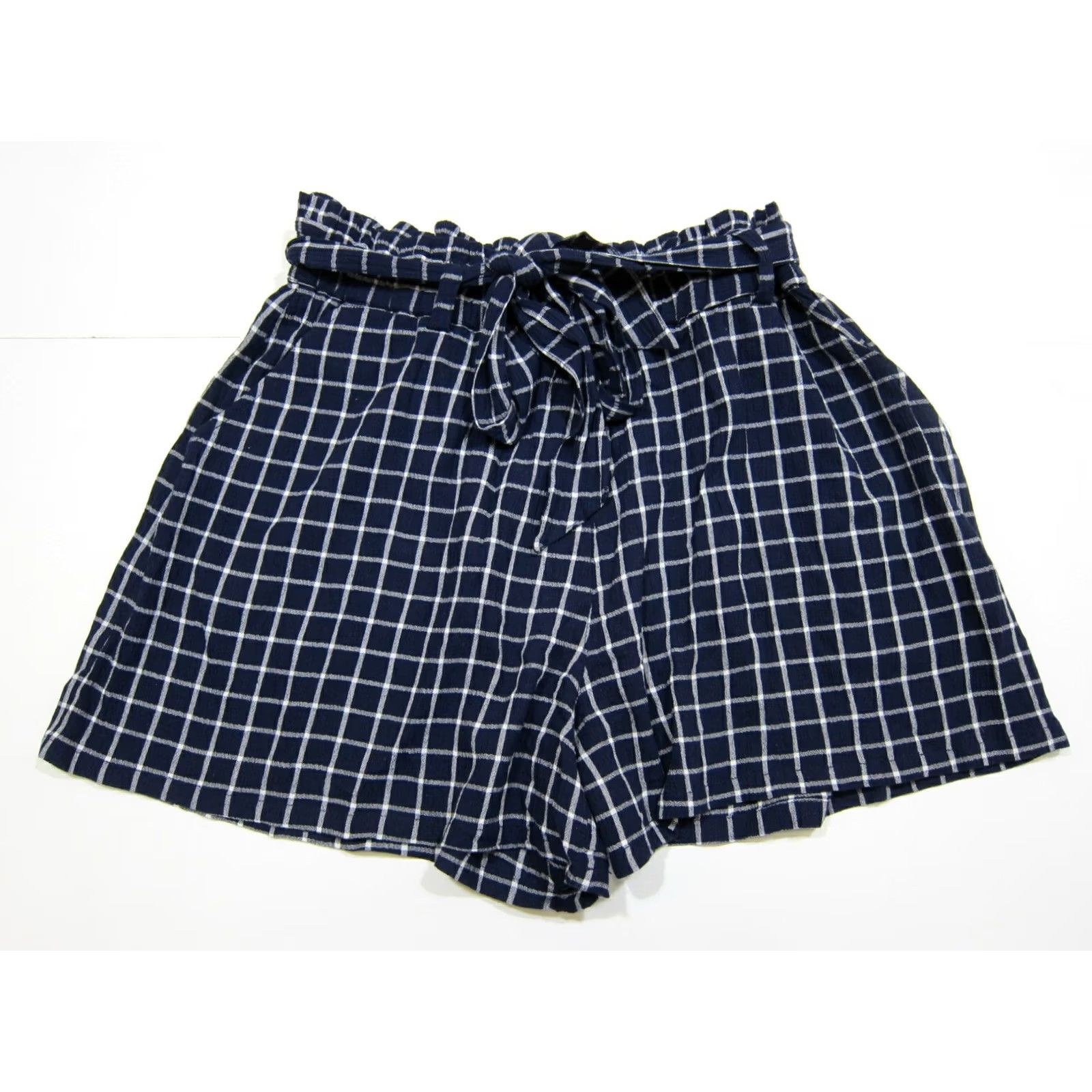 Vintage BP Rayon Blue White Plaid High Rise Waist Ruffle Tie Chino Shorts Women M Size 30" / US 8 / IT 44 - 6 Thumbnail