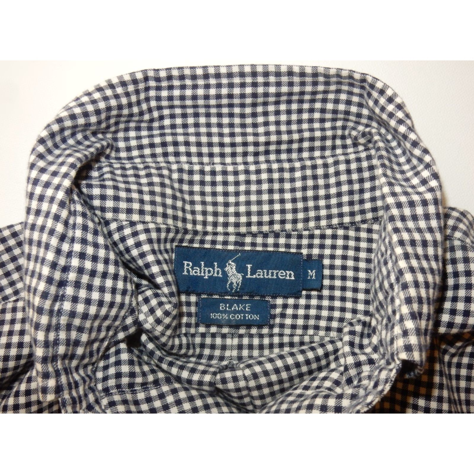Polo Ralph Lauren VINTAGE? no; Polo Ralph Lauren Shirt Men Long Sleeve Button-Up M Blue Cotton Check 90s? (clarify?) Size US M / EU 48-50 / 2 - 4 Thumbnail