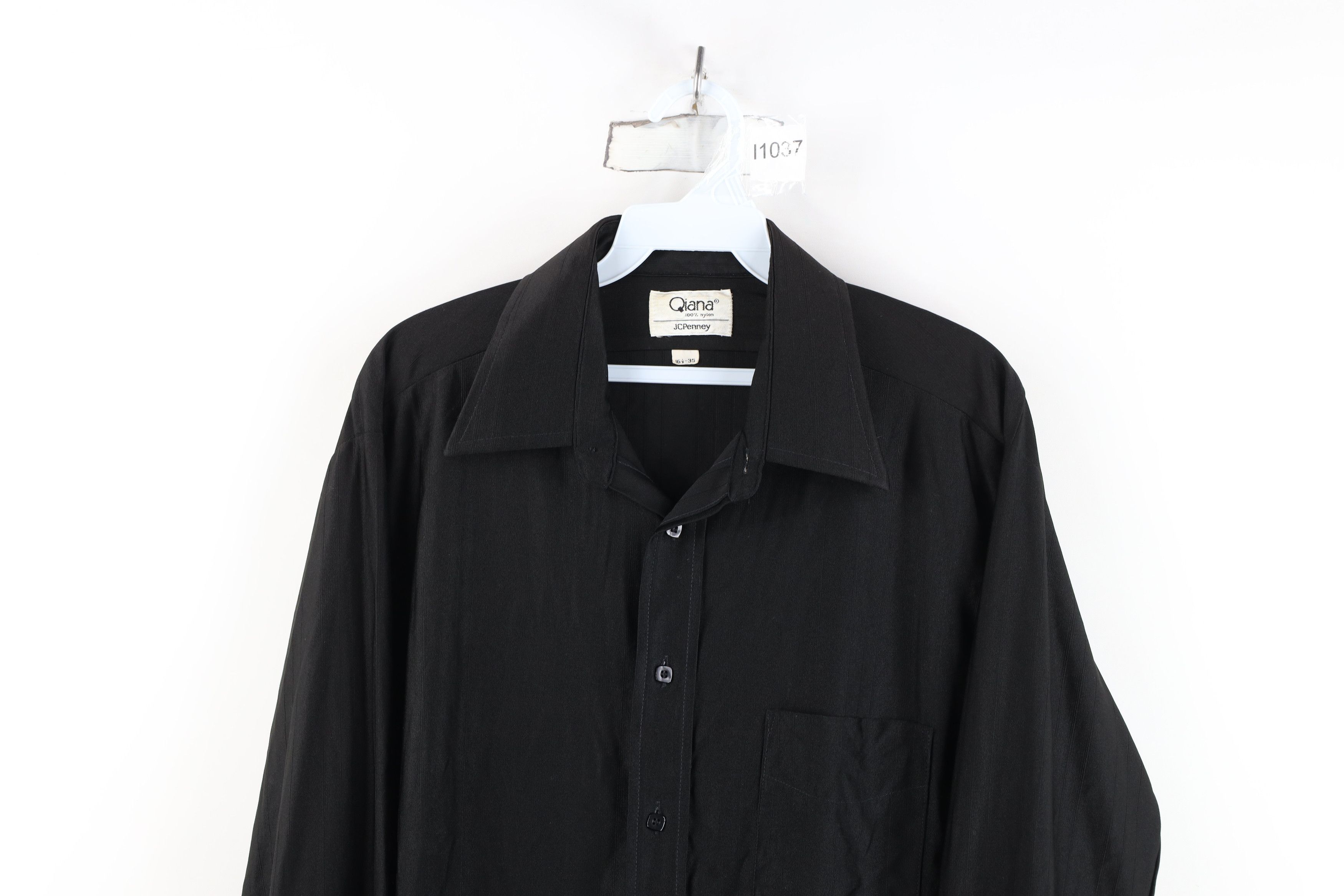 Vintage Vintage 70s Streetwear Knit Collared Button Shirt Black USA Size US M / EU 48-50 / 2 - 2 Thumbnail
