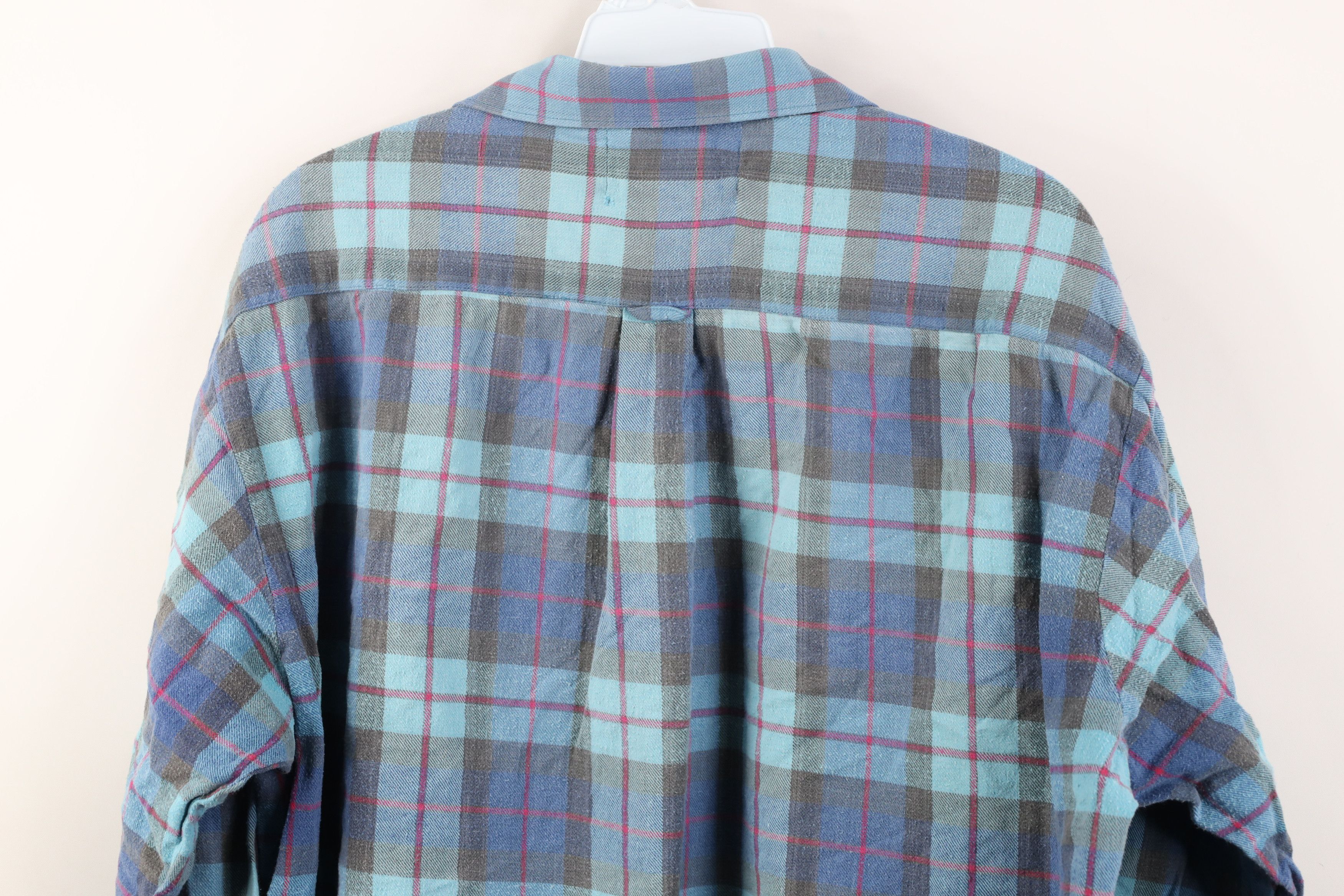 Vintage Vintage 90s Streetwear Collared Button Shirt Blue Plaid Size US XL / EU 56 / 4 - 9 Thumbnail