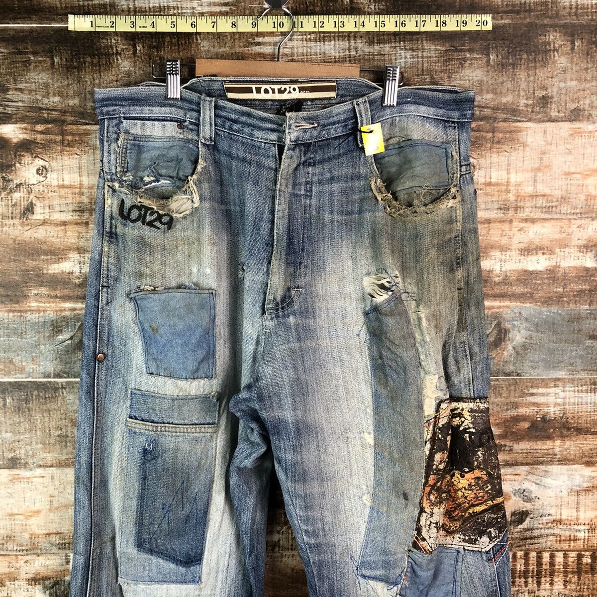 Japanese Brand Lot 29 Blue patchwork Distressed Denim Pants #A2152 Size US 36 / EU 52 - 4 Thumbnail