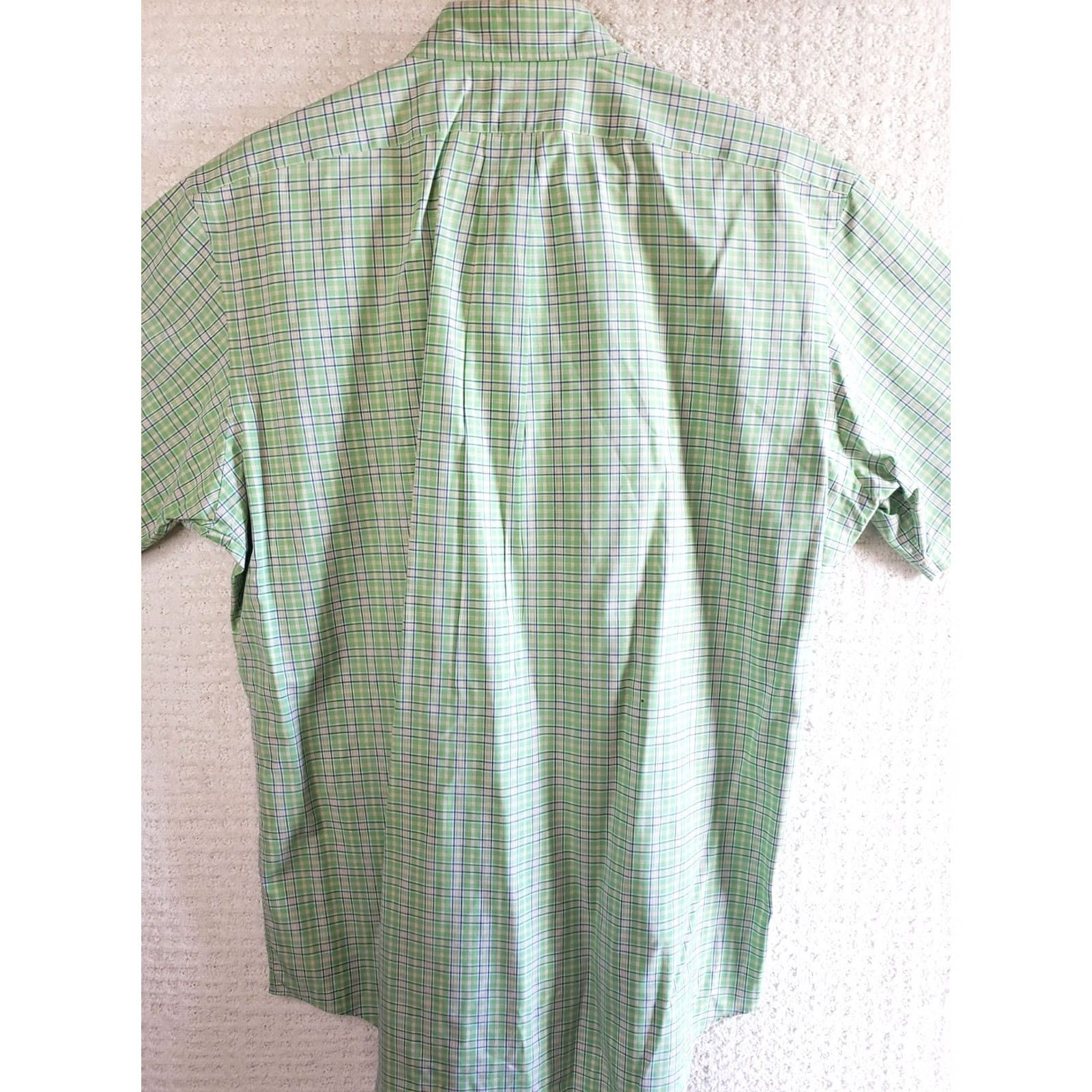 Ralph Lauren Ralph Lauren Men's L Custom Fit Green Plaid Short Sleeve Button-Up Cotton Shirt Size US L / EU 52-54 / 3 - 7 Thumbnail