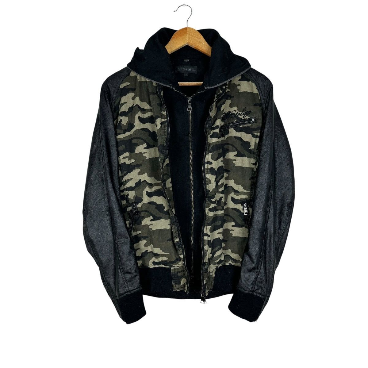 In The Attic 🌟IN THE ATTIC HOODIE CAMO SYNTHETIC LEATHER JACKET Size US L / EU 52-54 / 3 - 1 Thumbnail