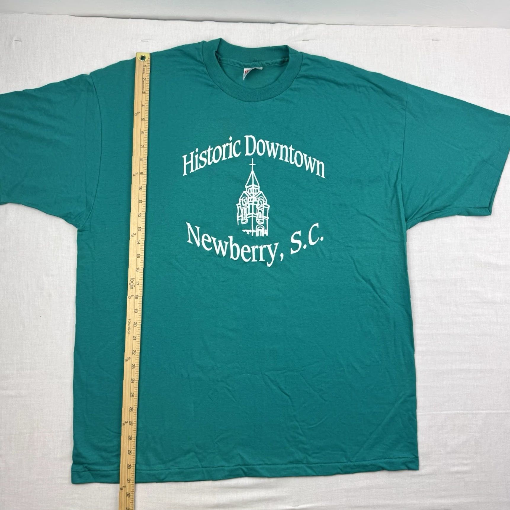 Hanes Vintage Hanes Men's 90s Blue T-Shirt 2XL Short Sleeve Crew Neck Solid Downtown Newberry SC Size US XXL / EU 58 / 5 - 4 Thumbnail