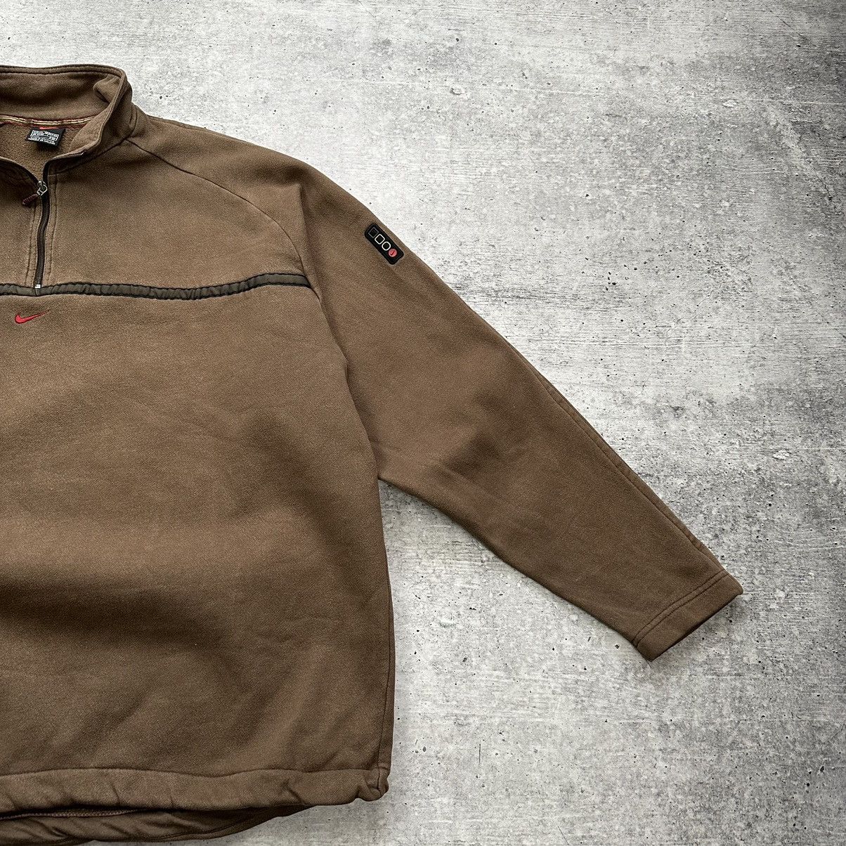Nike × Vintage Nike Vintage 90s Center Logo Brown Faded 1/3 Zip Sweatshirt Size US XXL / EU 58 / 5 - 3 Thumbnail