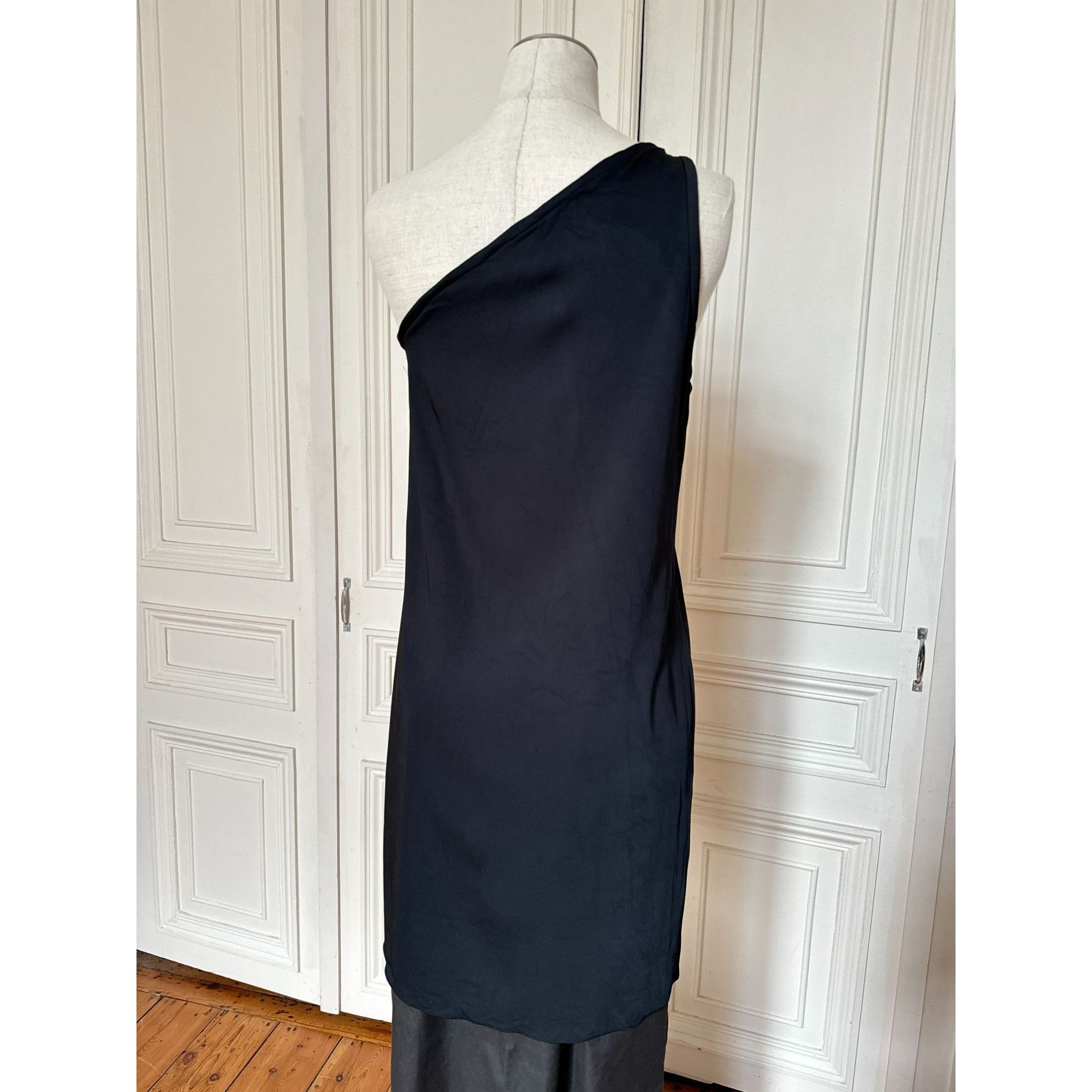 Celine Black One-Shoulder Viscose Dress Size M / US 6-8 / IT 42-44 - 5 Thumbnail
