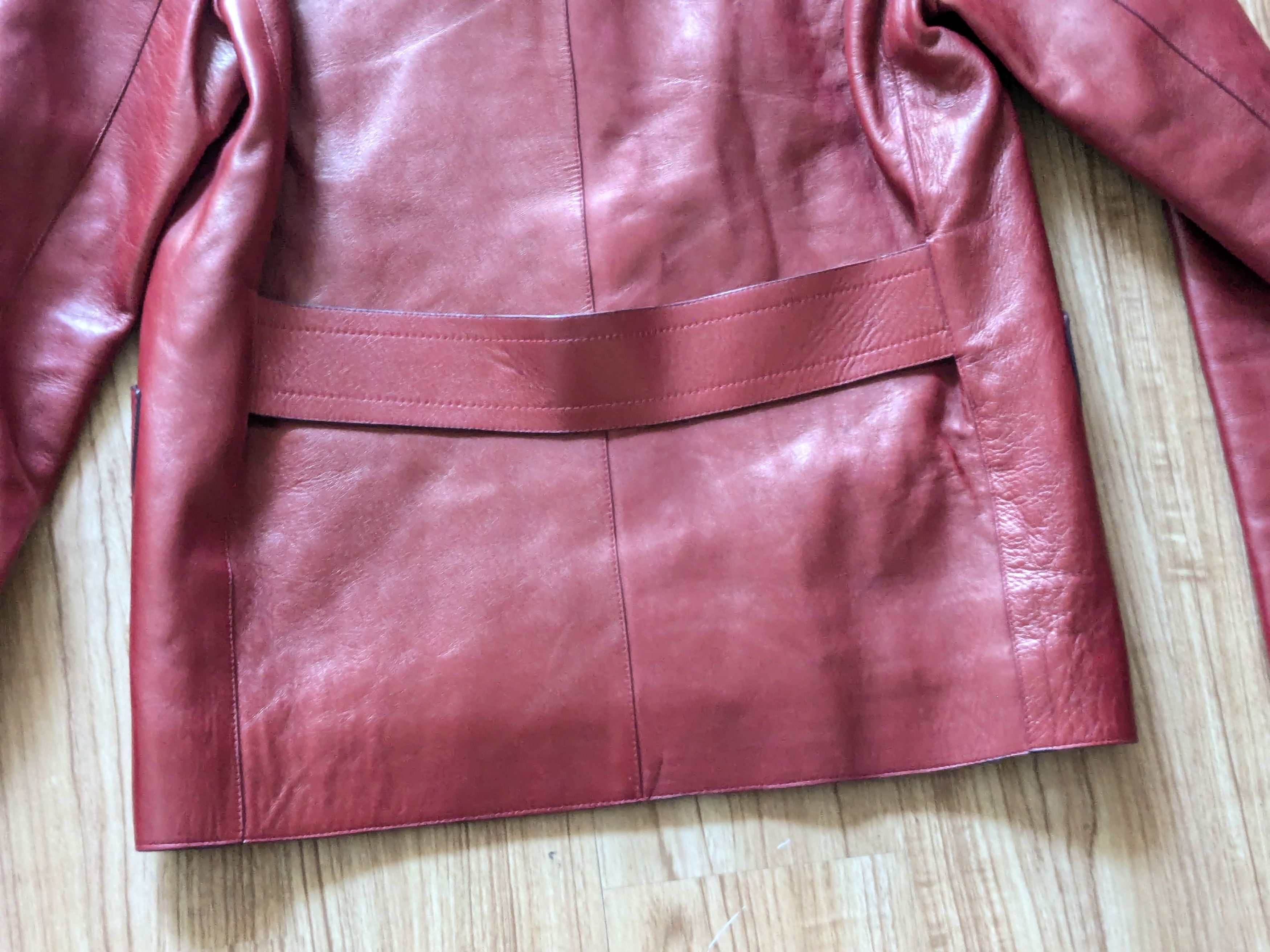 Prada Prada Leather Jacket Red 44 Button Blazer Coat Size M / US 6-8 / IT 42-44 - 13 Thumbnail