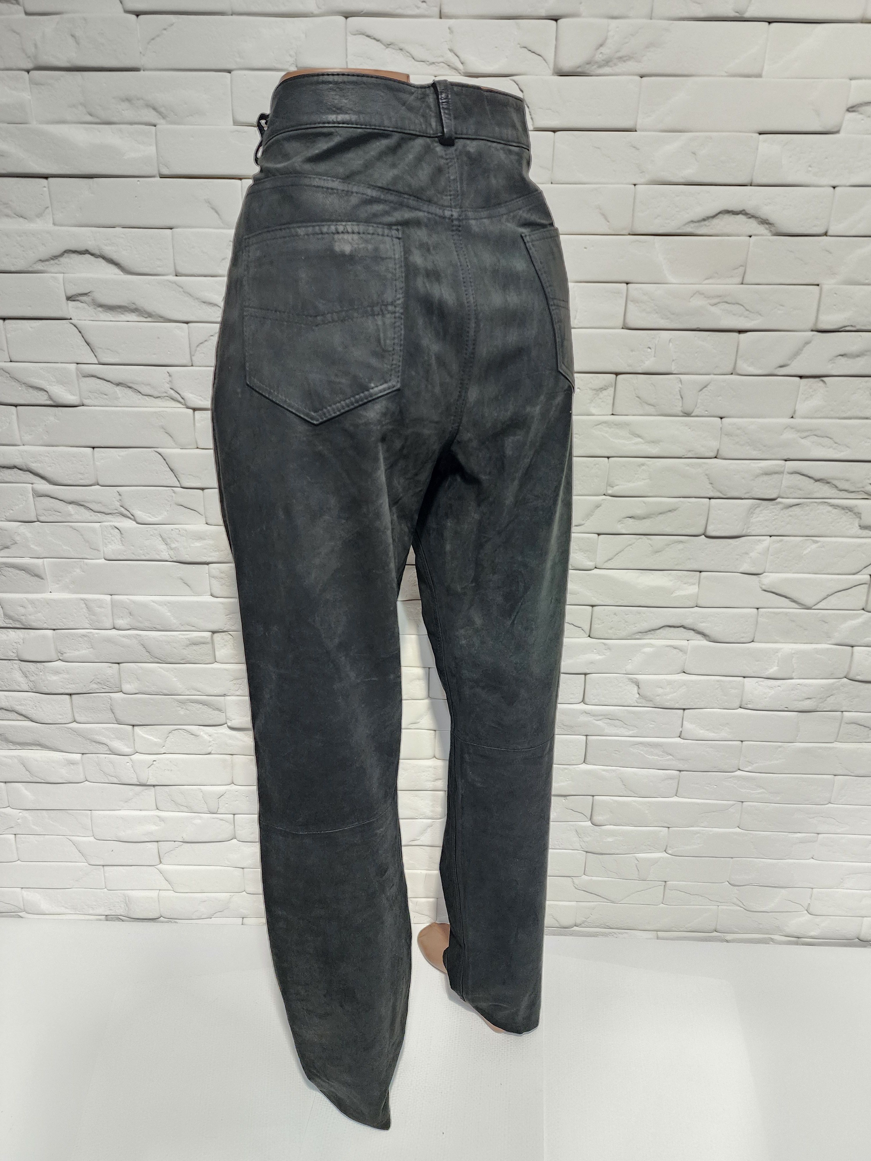 Genuine Leather Men's brown leather pants made of nubuck leather. Size US 34 / EU 50 - 7 Thumbnail