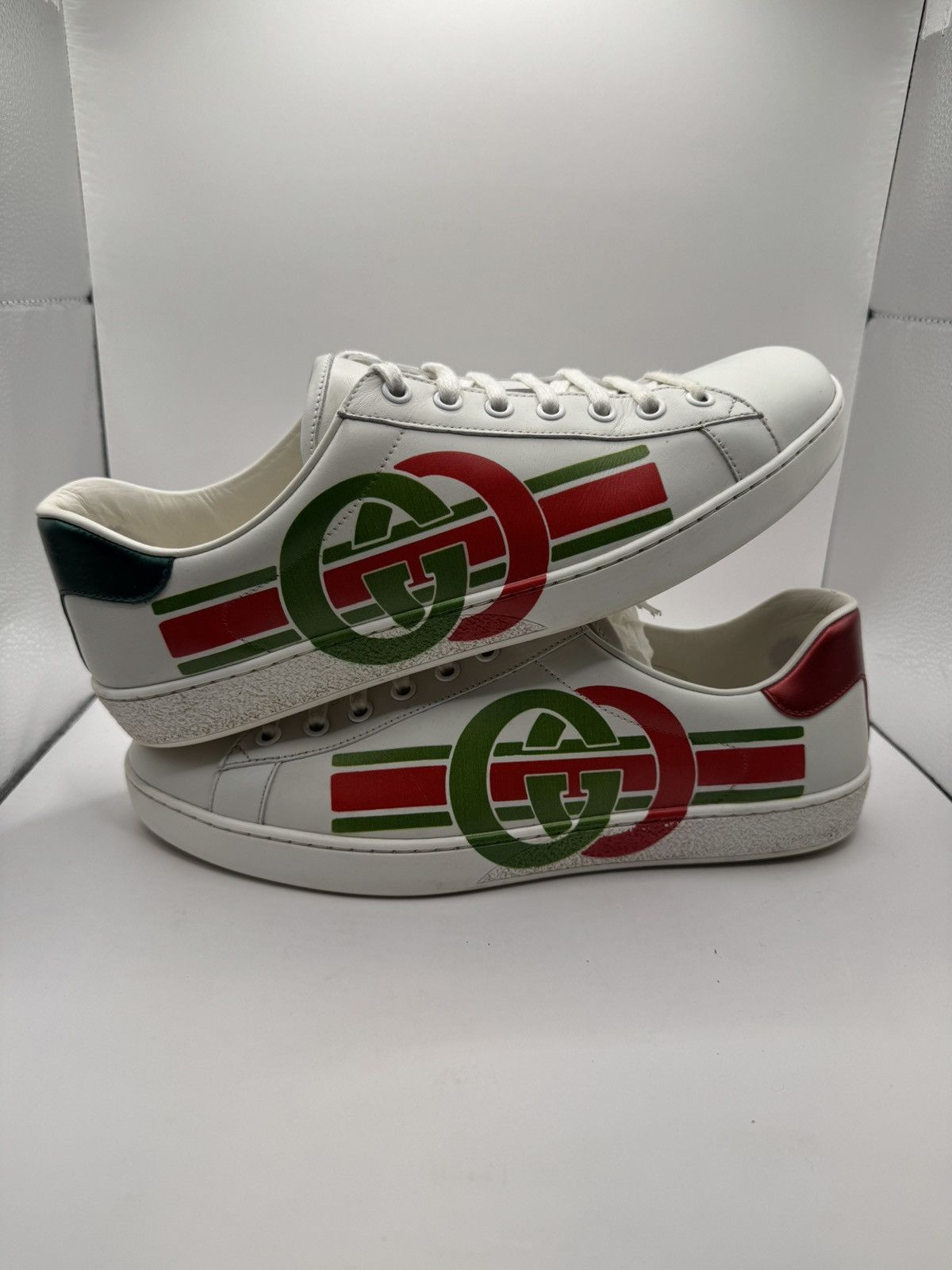 Gucci Ace Sneakers 9Us 8G Leather Shoes With Box in White, Men's