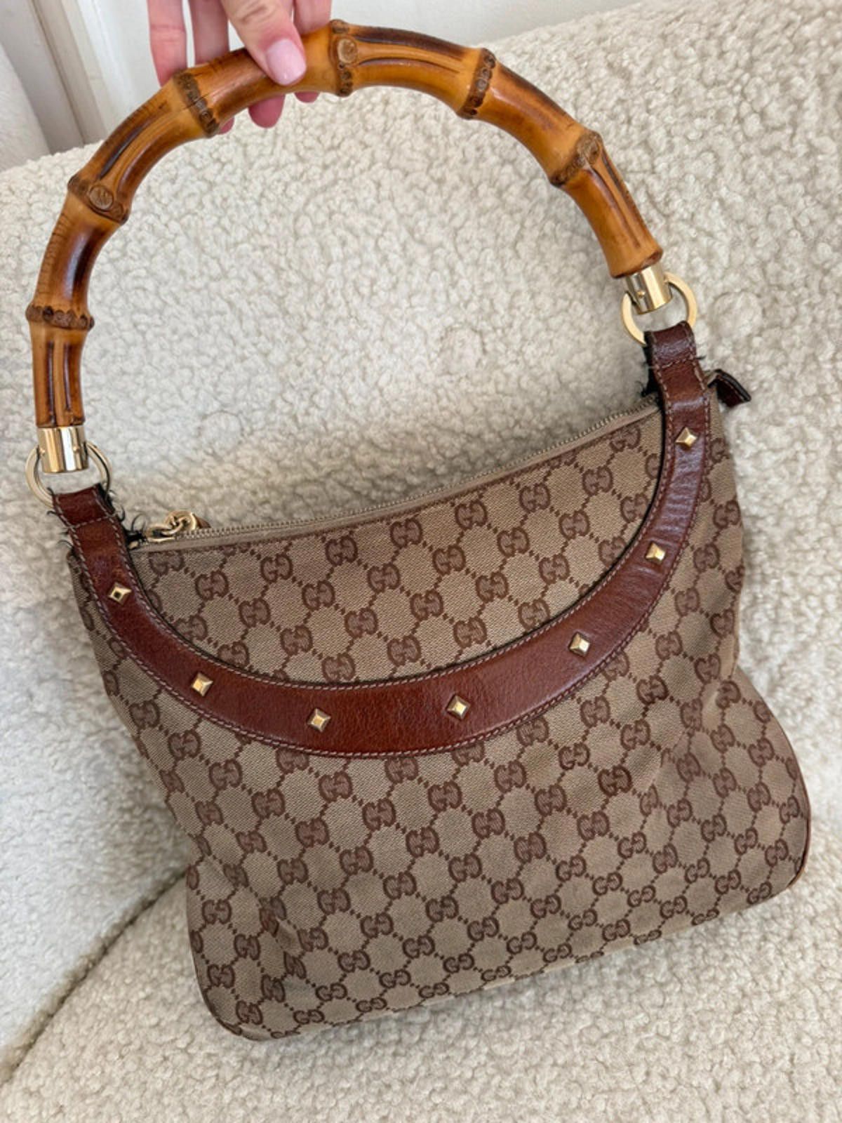 Gucci Gucci GG canvas bamboo handle shoulder bag Size ONE SIZE - 6 Thumbnail