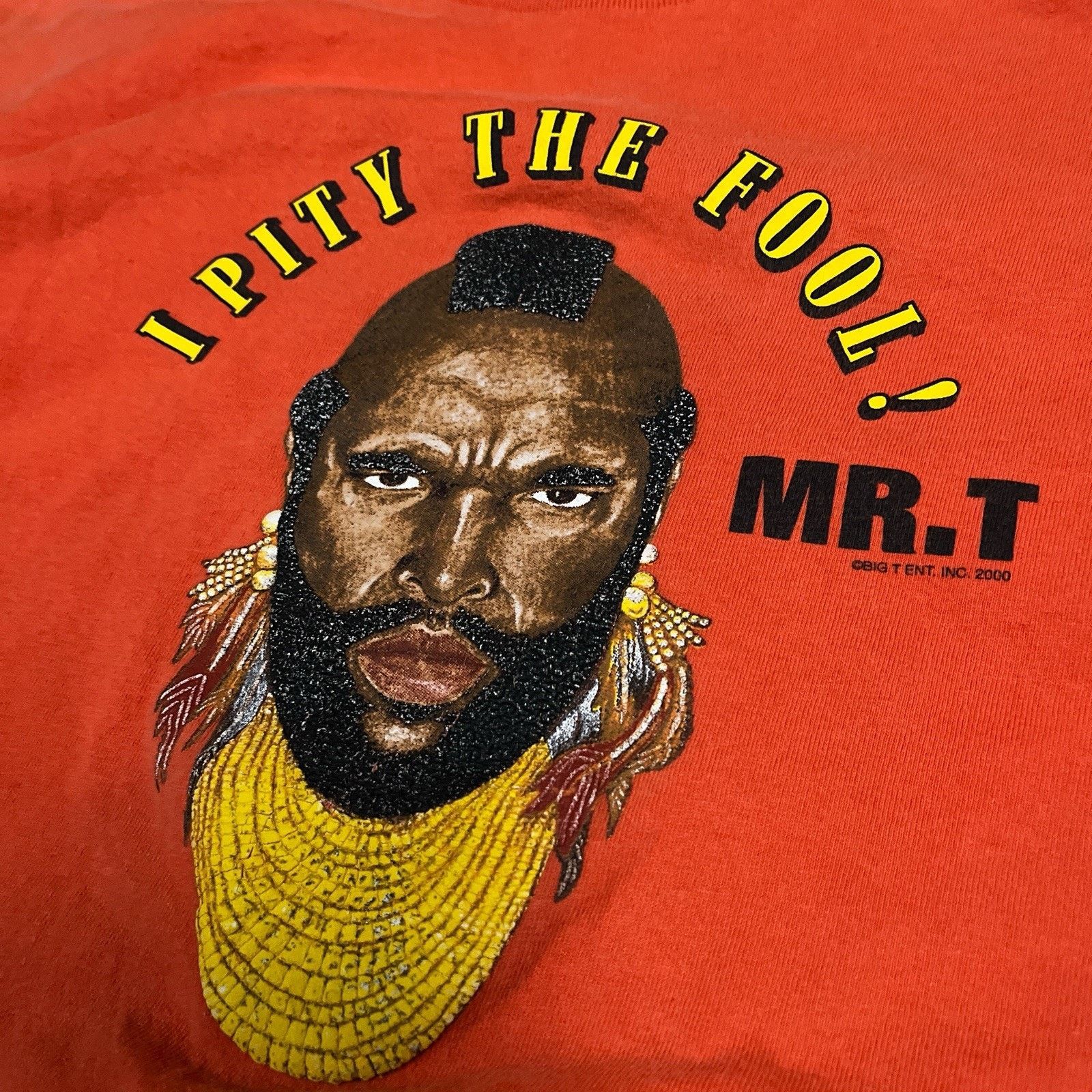 Hanes VTG Mr. T I Pity The Fool Orange T-Shirt A-Team Tee Y2K 2000 Size US M / EU 48-50 / 2 - 3 Thumbnail