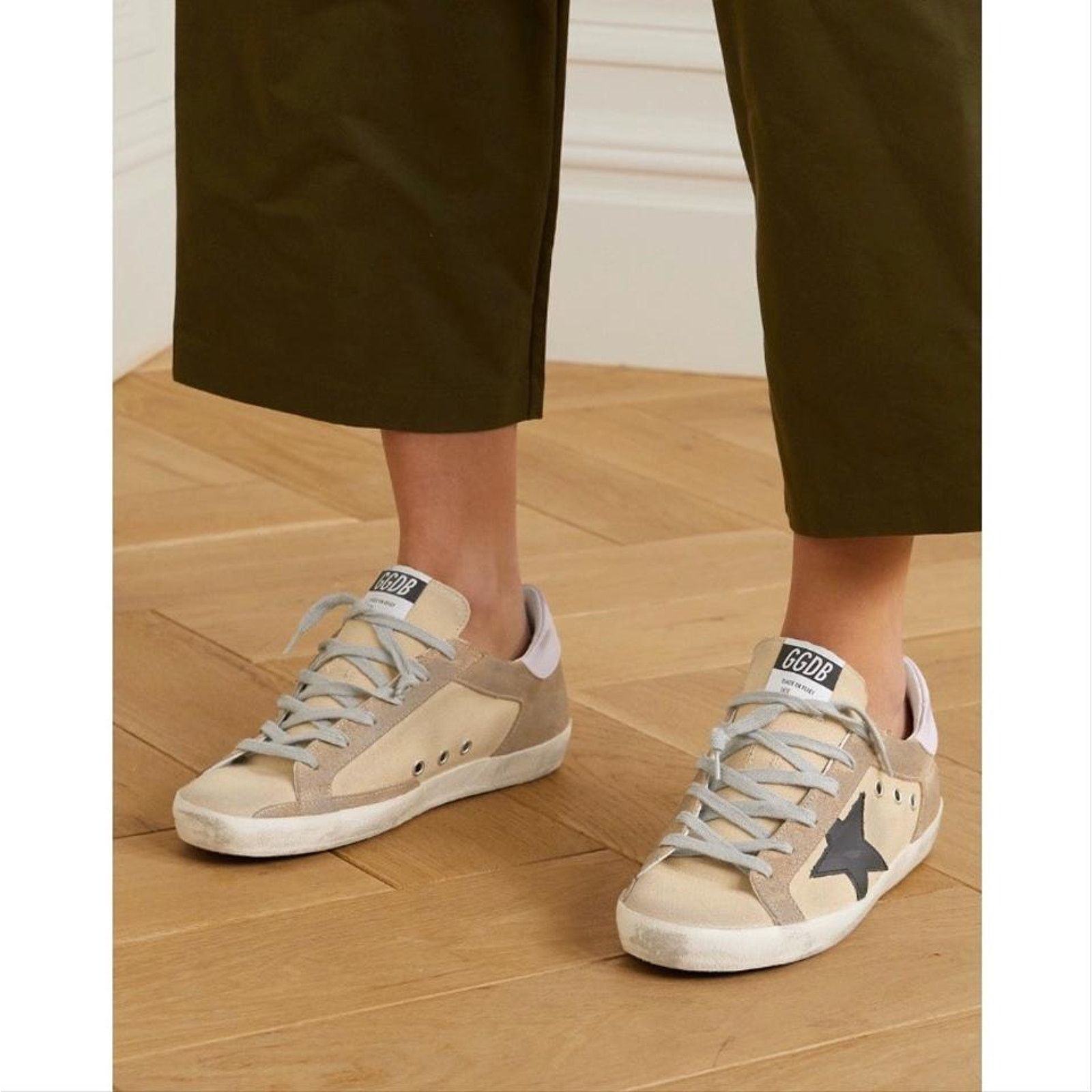 Golden Goose superstar distressed canvas and suede leather sneakers Size US 6 / IT 36 - 2 Thumbnail