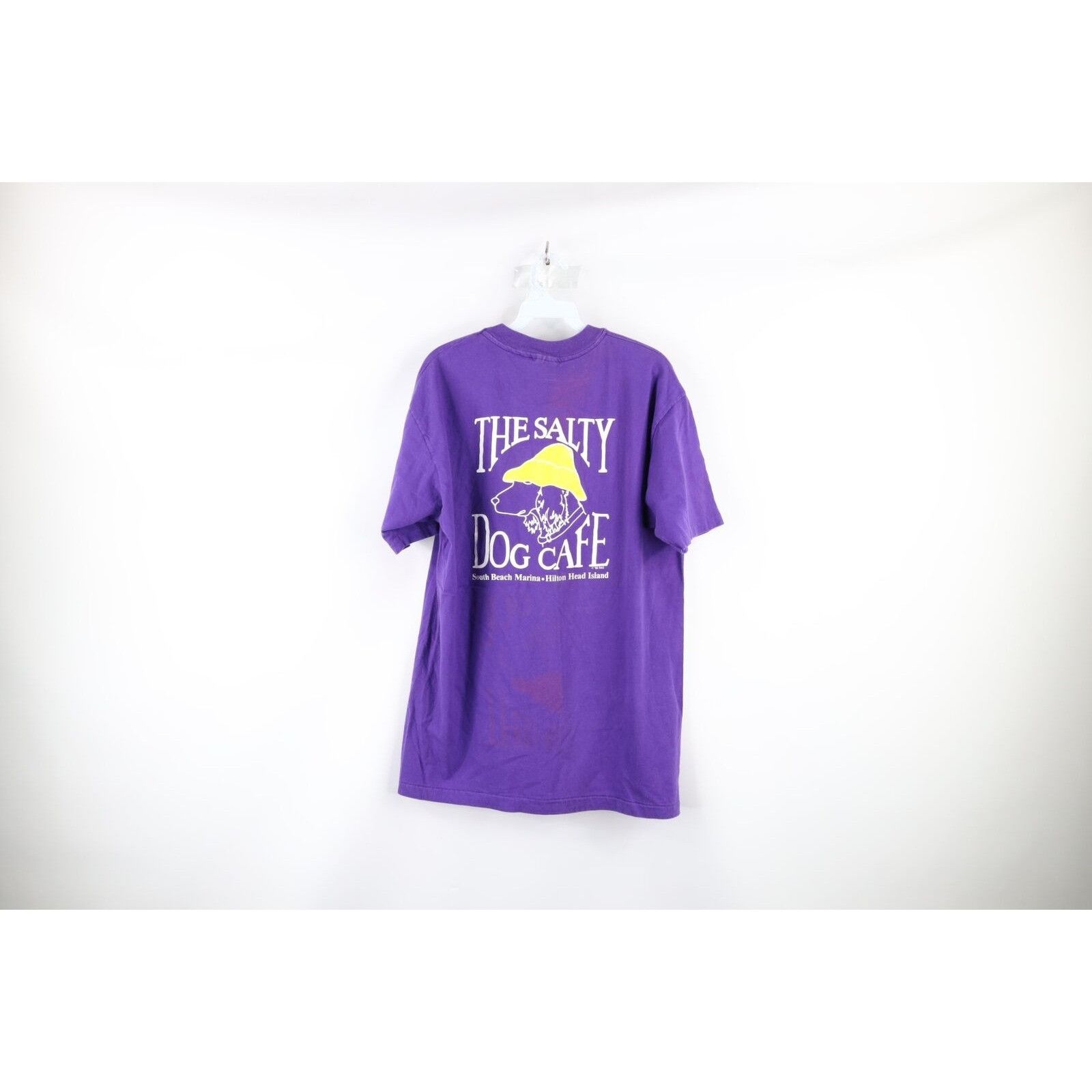 Vintage Vintage 80s Salty Dog Cafe Distressed Spell Out T-Shirt Size US XL / EU 56 / 4 - 8 Thumbnail