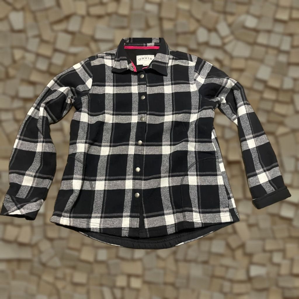 Orvis VINTAGE Orvis Shirt Women’s Size Medium Black White Plaid Button Up Jacket Size M / US 6-8 / IT 42-44 - 1 Thumbnail