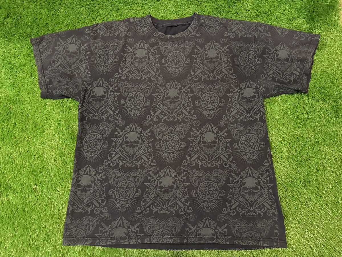 Band Tees Vintage Skulls Cyber All Over Print AOP Black shirt Y2K Goth Size US XL / EU 56 / 4 - 1 Thumbnail