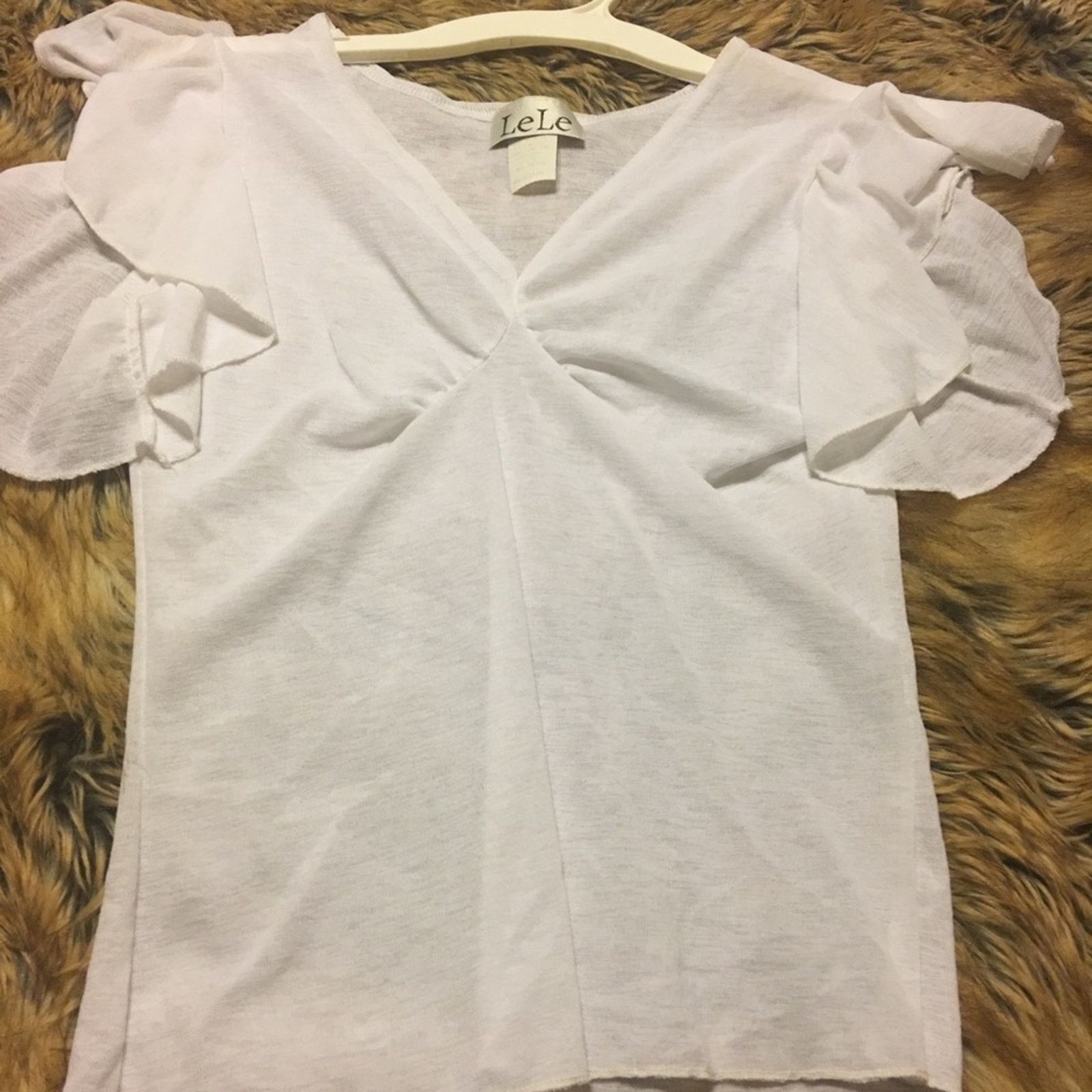Designer Lele brand flutter sleeve sheer top white M Size M / US 6-8 / IT 42-44 - 5 Thumbnail