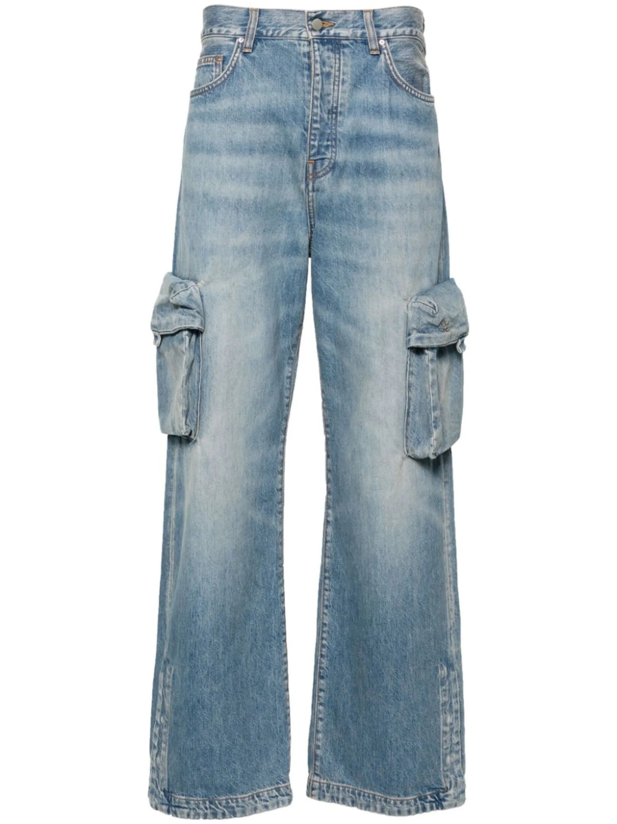 Amiri oc11z0225 M65 Baggy Cargo Jeans in Blue Size US 29 - 1 Thumbnail