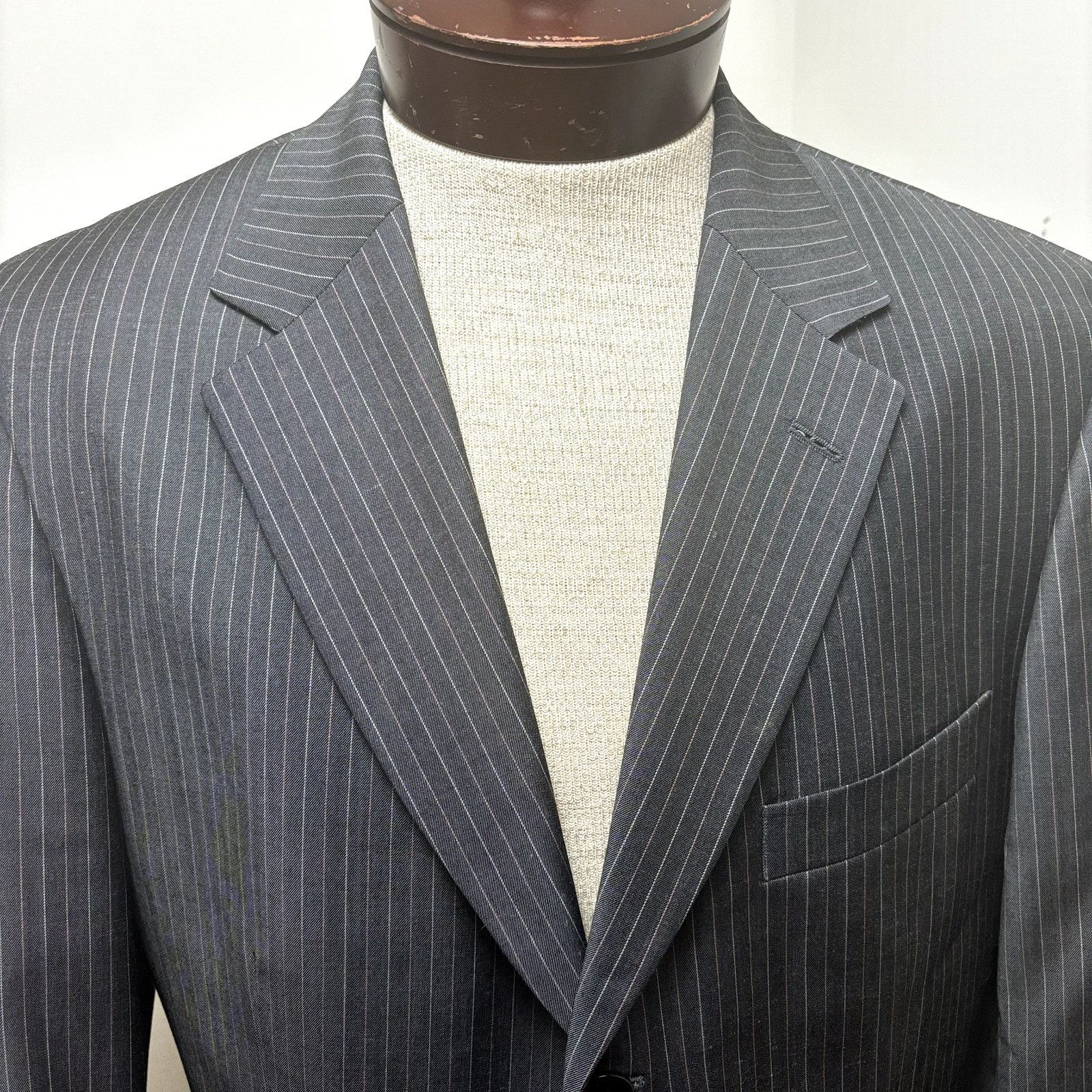 Hugo Boss Hugo Boss Mens Sport Coat Gray Striped Blazer Sz 40R Virgin Size 40R - 3 Thumbnail
