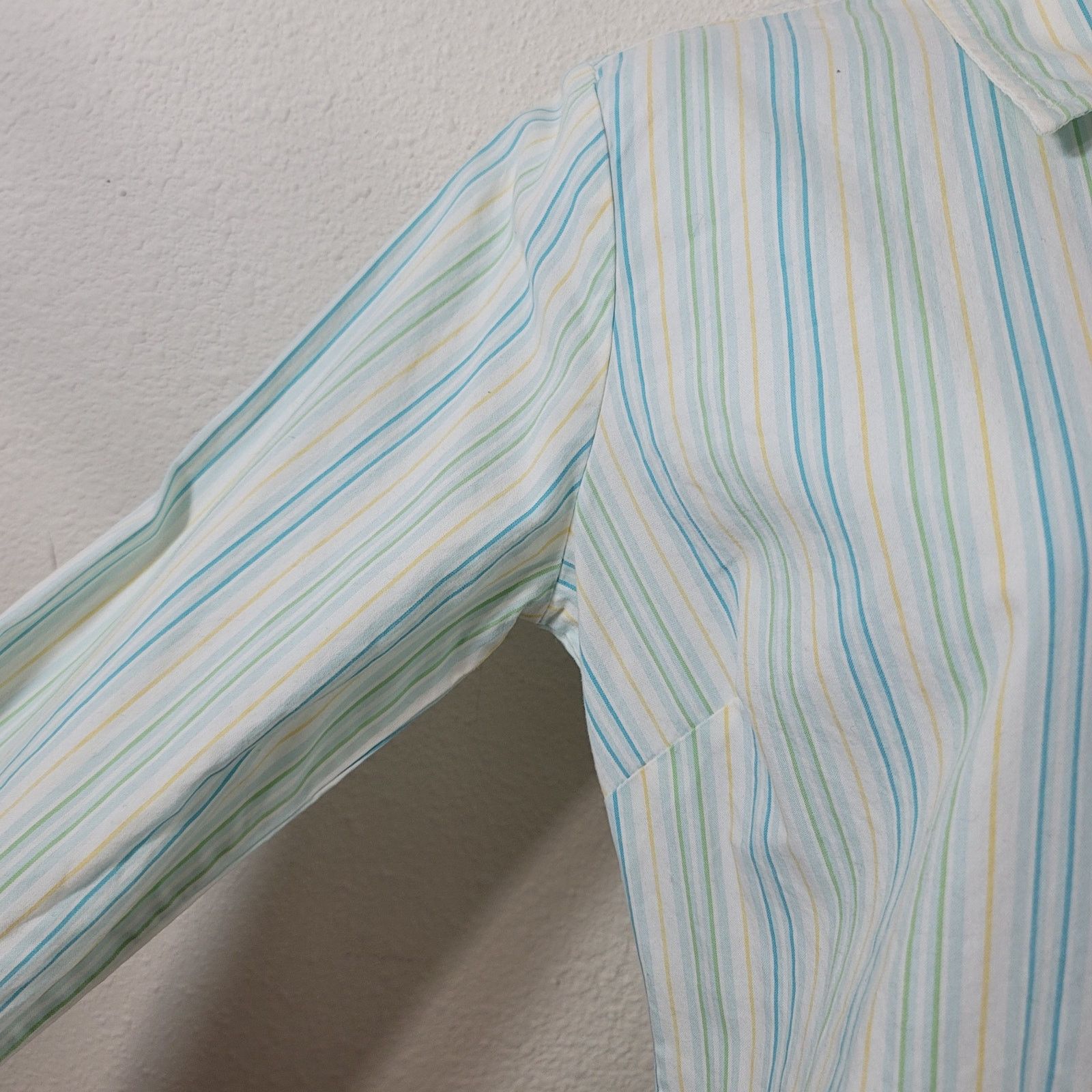 Tommy Hilfiger Tommy Hilfiger White Blue Green Striped Button Up Top XS Size XS / US 0-2 / IT 36-38 - 6 Thumbnail