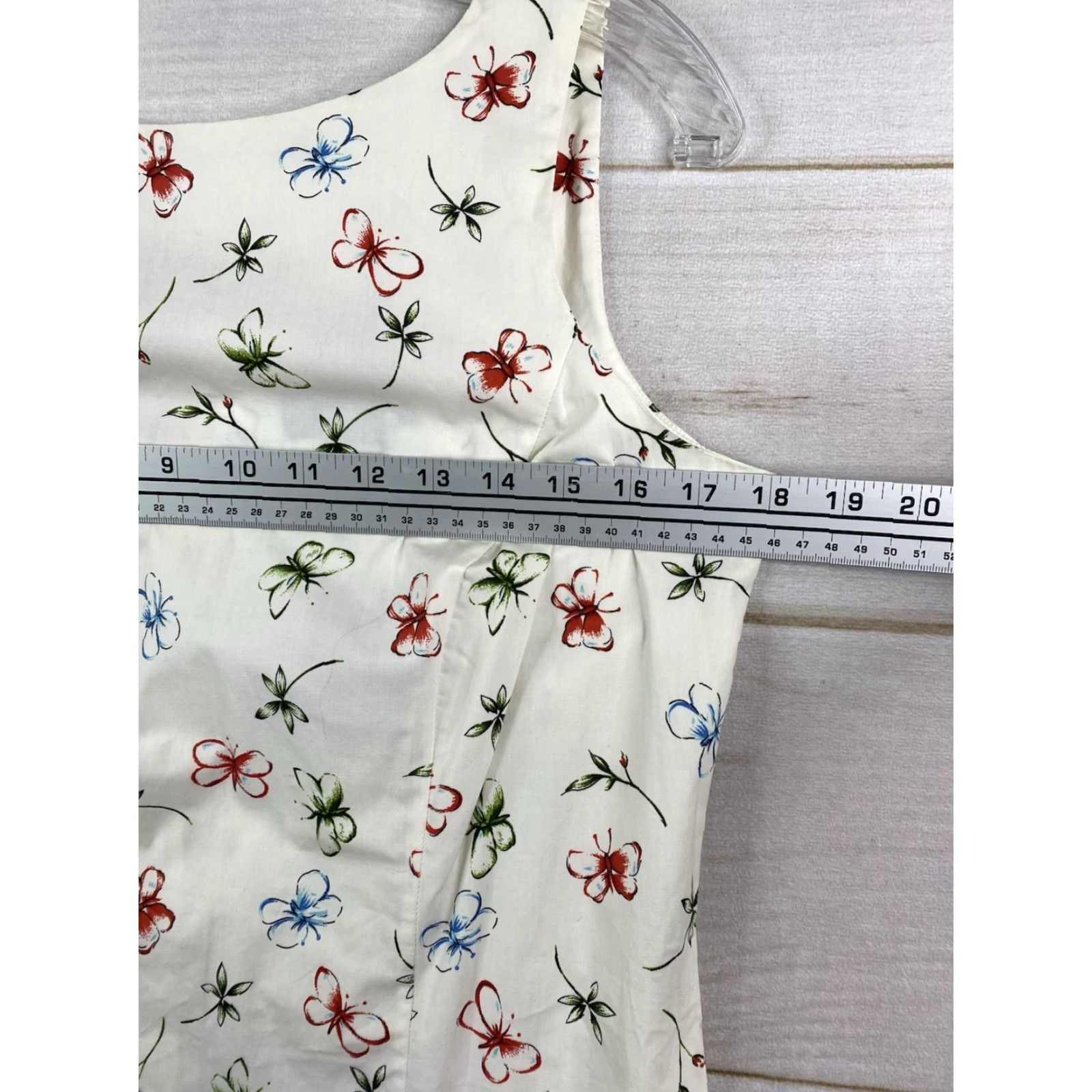 Vintage Hillard & Hanson Dress Womens 10 White Floral Butterflies Sleeveless Sundress NWT Size L / US 10 / IT 46 - 2 Thumbnail