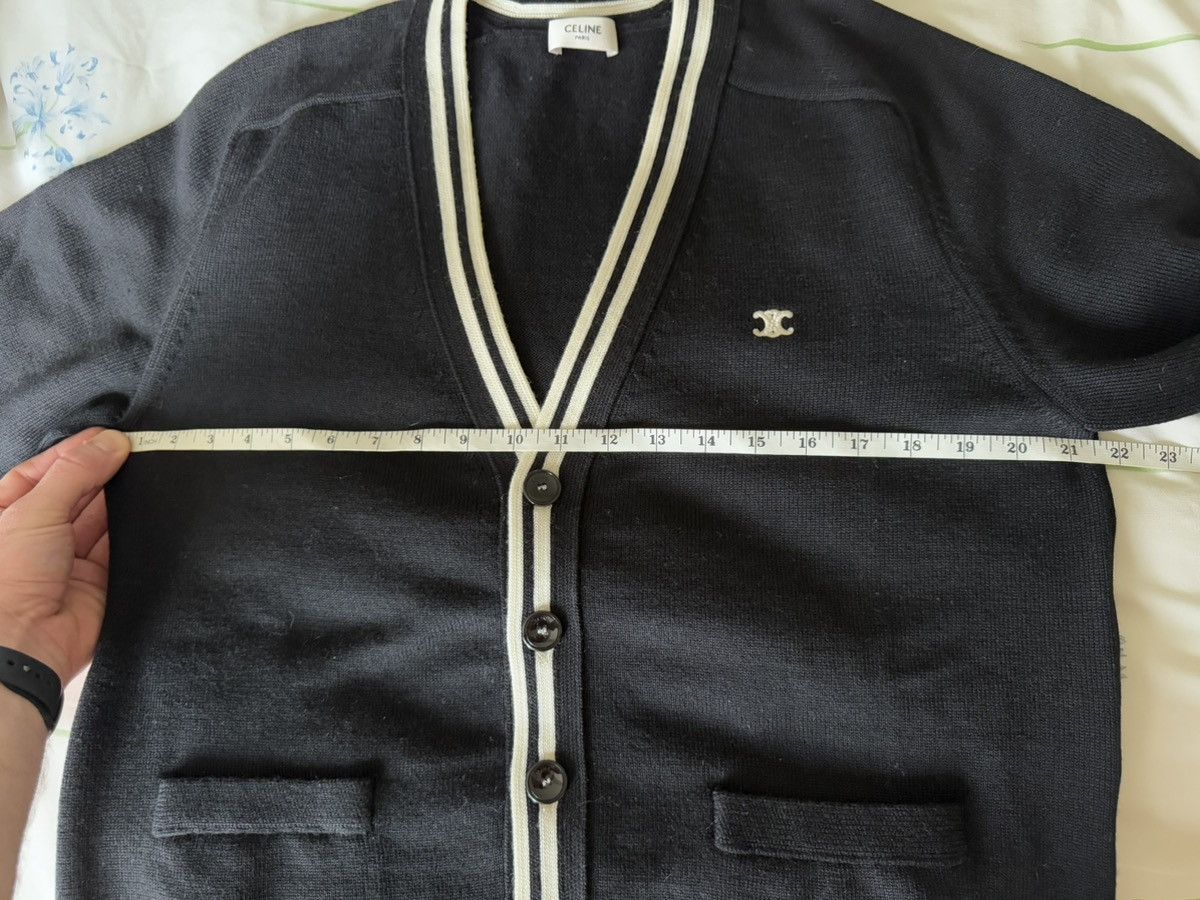 Rare Celine Triomphe logo cardigan black white M Hedi