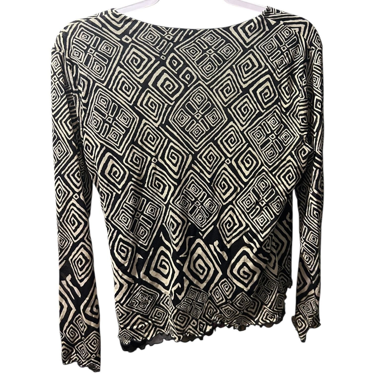 Other W Vintage XL beige black geometric wrap blouse top Size XL / US 12-14 / IT 48-50 - 3 Thumbnail