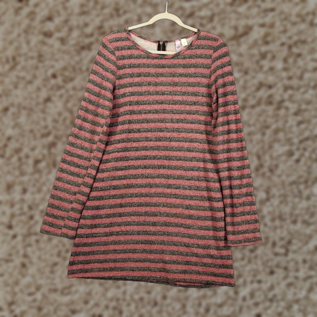 Vintage Womens Dress Large L Red Black Striped Knit Zip Back Tunic Top Sweater Size L / US 10 / IT 46 - 1 Thumbnail