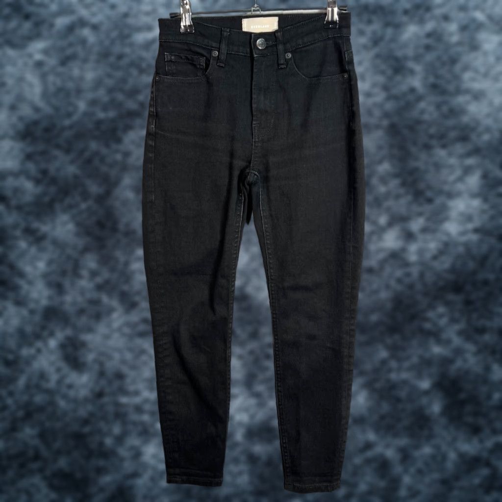 Everlane Everlane Womens Jeans Skinny Ankle 24 Black Cotton Blend Denim 5-Pocket Stretch Mid Rise Regular Inseam 26" Adult Women Size 24" / US 00 / IT 34 - 1 Thumbnail