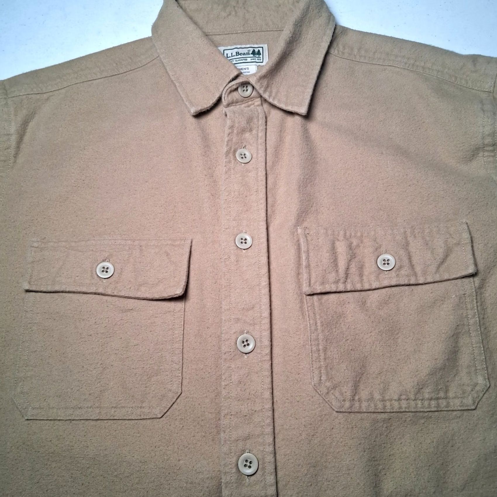 Vintage VINTAGE LL Bean Chamois Flannel Shirt Men Med REG Workwear Tan Outdoors Size US M / EU 48-50 / 2 - 2 Thumbnail