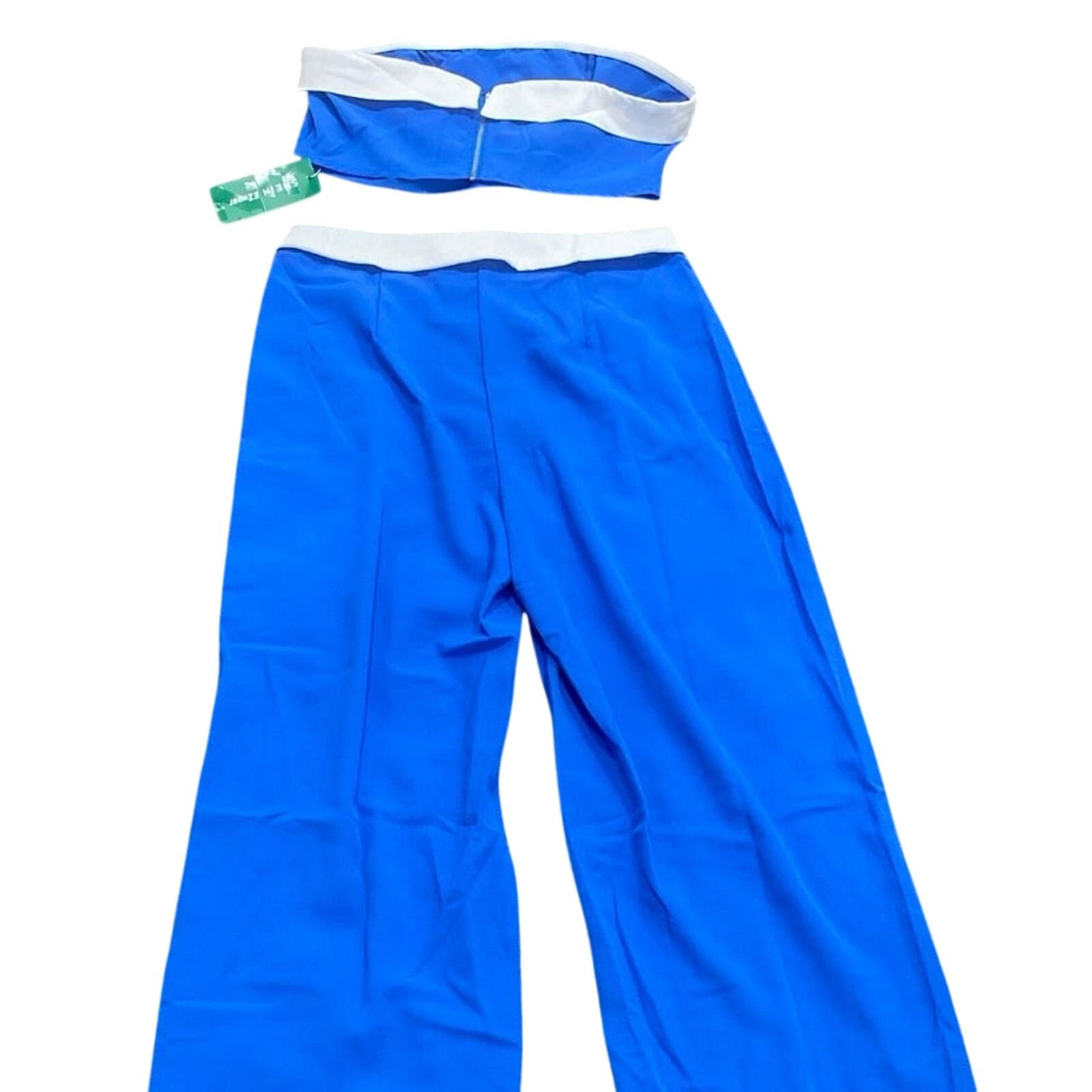 Shein Women's Colorblock Strapless Top and Pants Set Blue, Size L Size L / US 10 / IT 46 - 7 Thumbnail