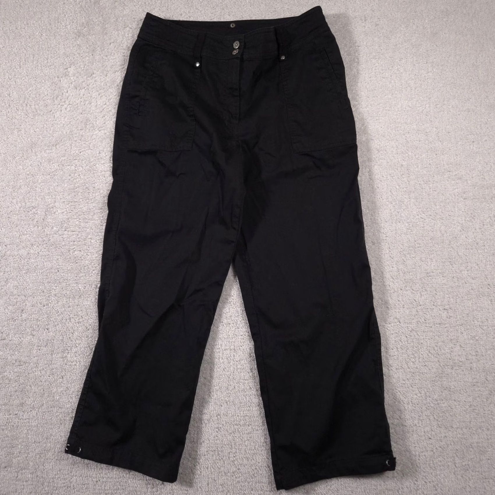 Vintage Chico's Pants Womens 1 Black Capri Cropped Utility Stretch Cotton Pockets Casual Size 25" / US 0 / IT 36 - 2 Thumbnail