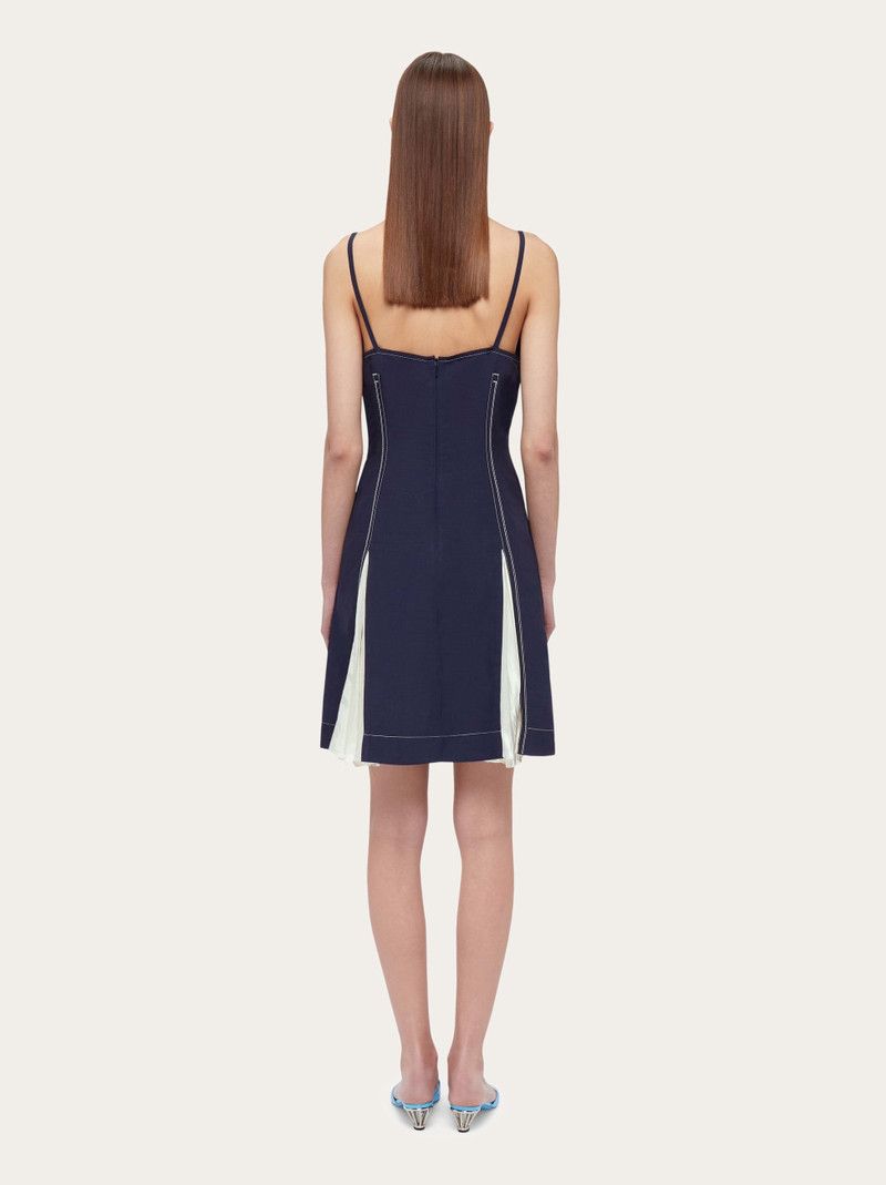 Salvatore Ferragamo o1s1rm0126 Inlays Short Slip Dress in Blue/White Size S / US 4 / IT 40 - 4 Thumbnail
