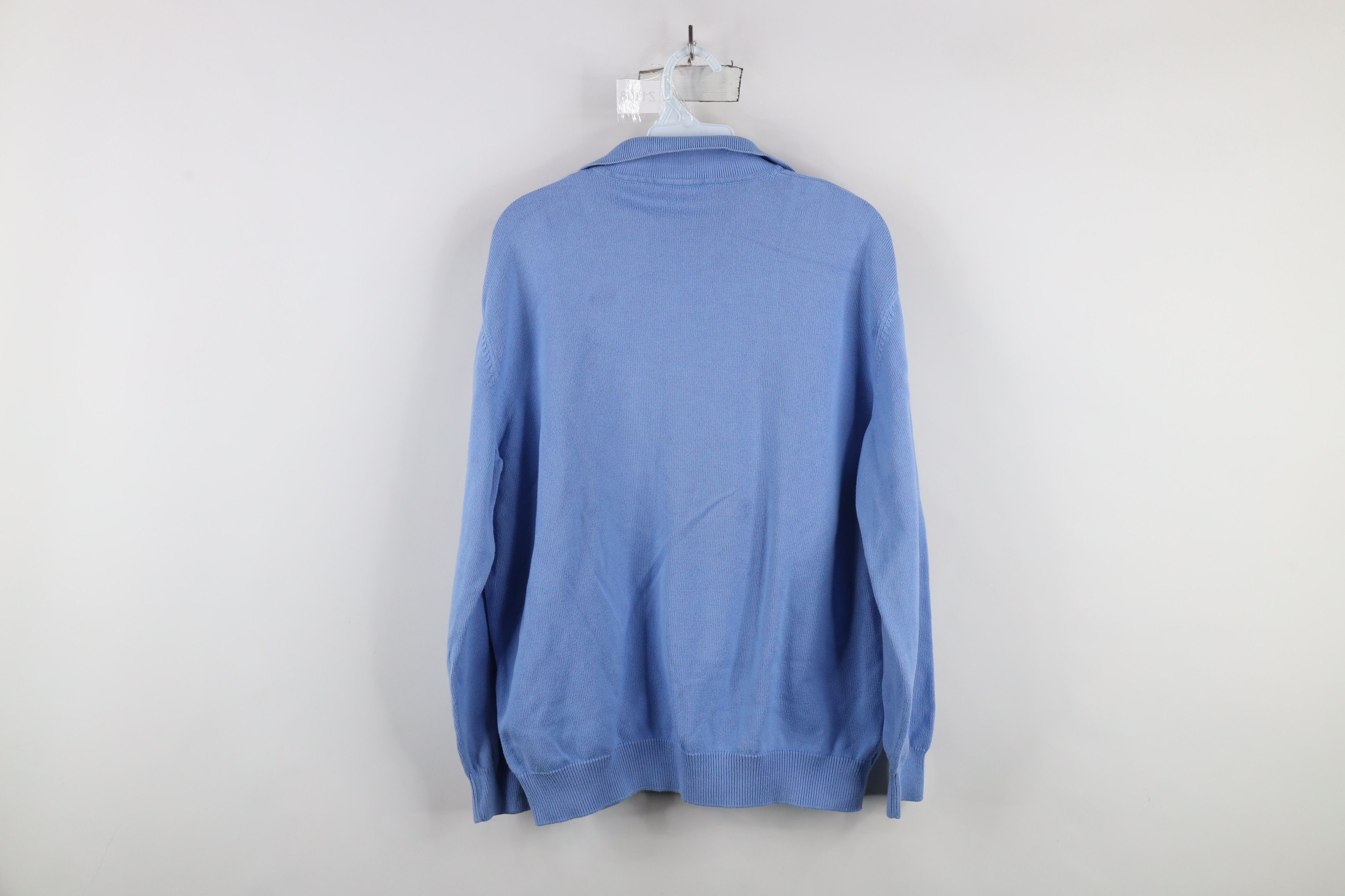 Lacoste × Vintage Vintage 90s Lacoste Croc Logo Knit Collared Sweater Blue Size US L / EU 52-54 / 3 - 11 Thumbnail