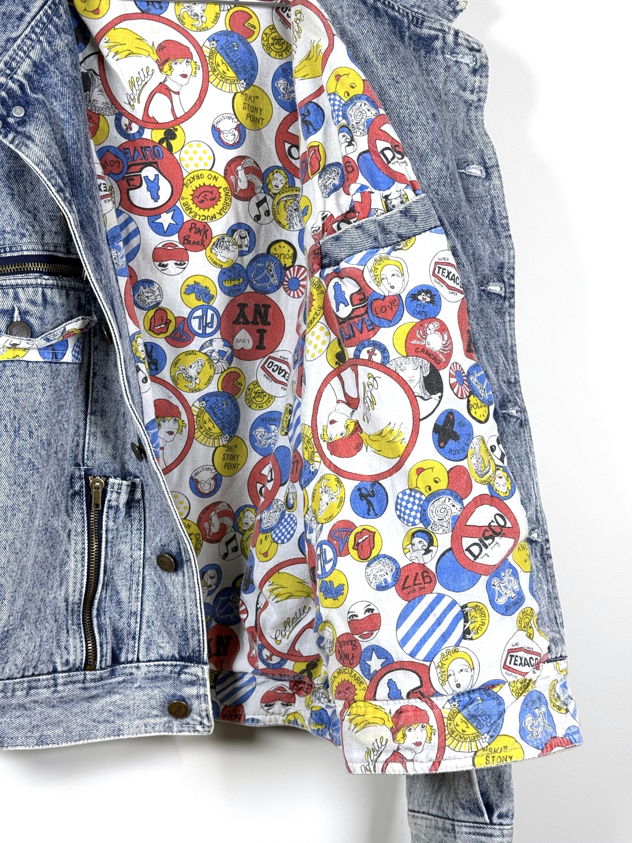 Vintage Vintage Acid Wash Denim Jacket with Pop Art Lining (S) Size US S / EU 44-46 / 1 - 8 Thumbnail