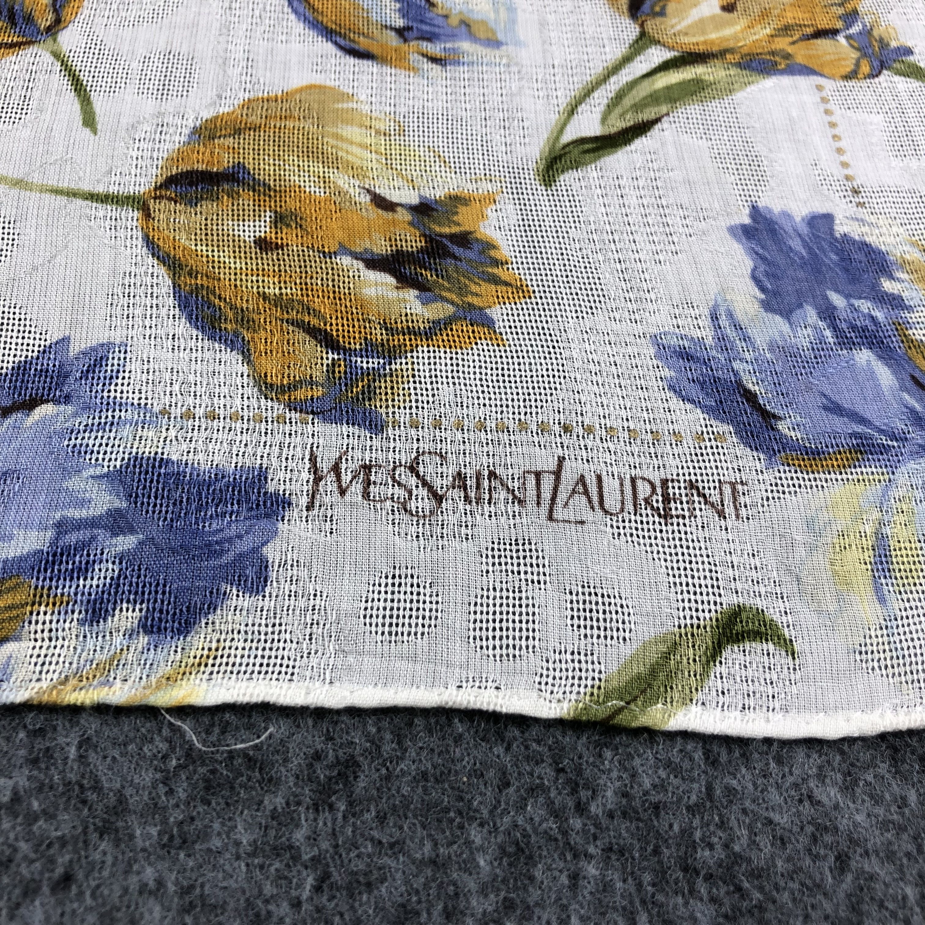 Yves Saint Laurent YSL Floral Handkerchief Neckerchief Bandana H2235 Size ONE SIZE - 4 Thumbnail