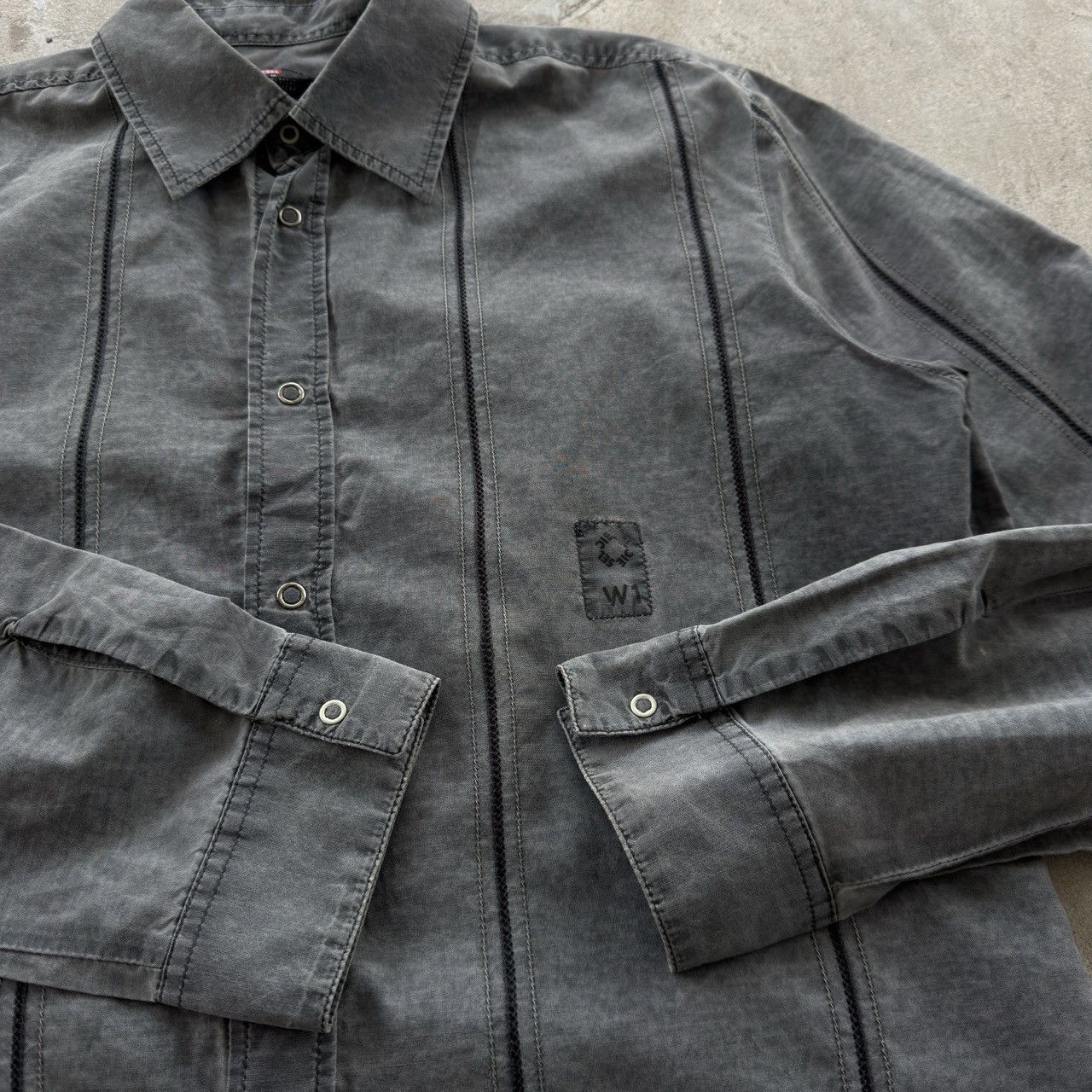 Diesel Vintage Diesel Grey Striped Snap Button Up Shirt XL Size US XL / EU 56 / 4 - 4 Thumbnail