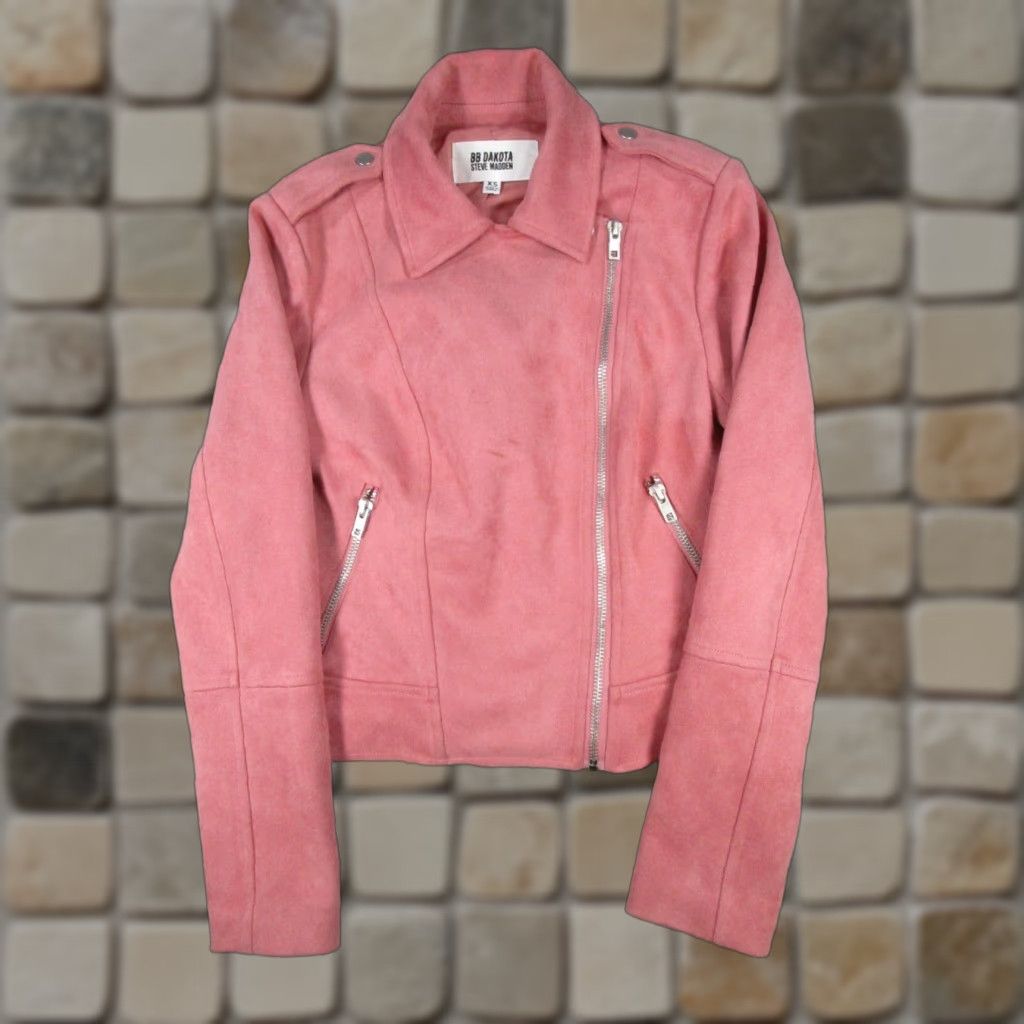 BB Dakota BB Dakota X Steve Madden Jacket Womens XS Pink Faux Suede Full Zip Jacket Motorcycle Style Size XS / US 0-2 / IT 36-38 - 1 Thumbnail