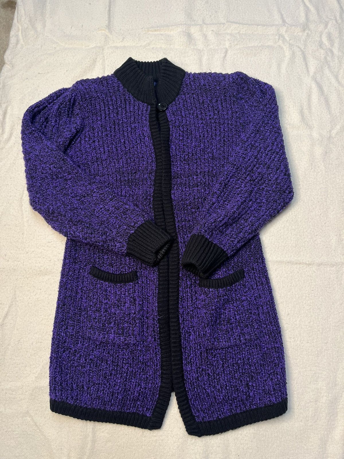 Vintage Vintage 90s Monto Par Le Chois Long Purple Cardigan Sweater Size US M / EU 48-50 / 2 - 1 Thumbnail