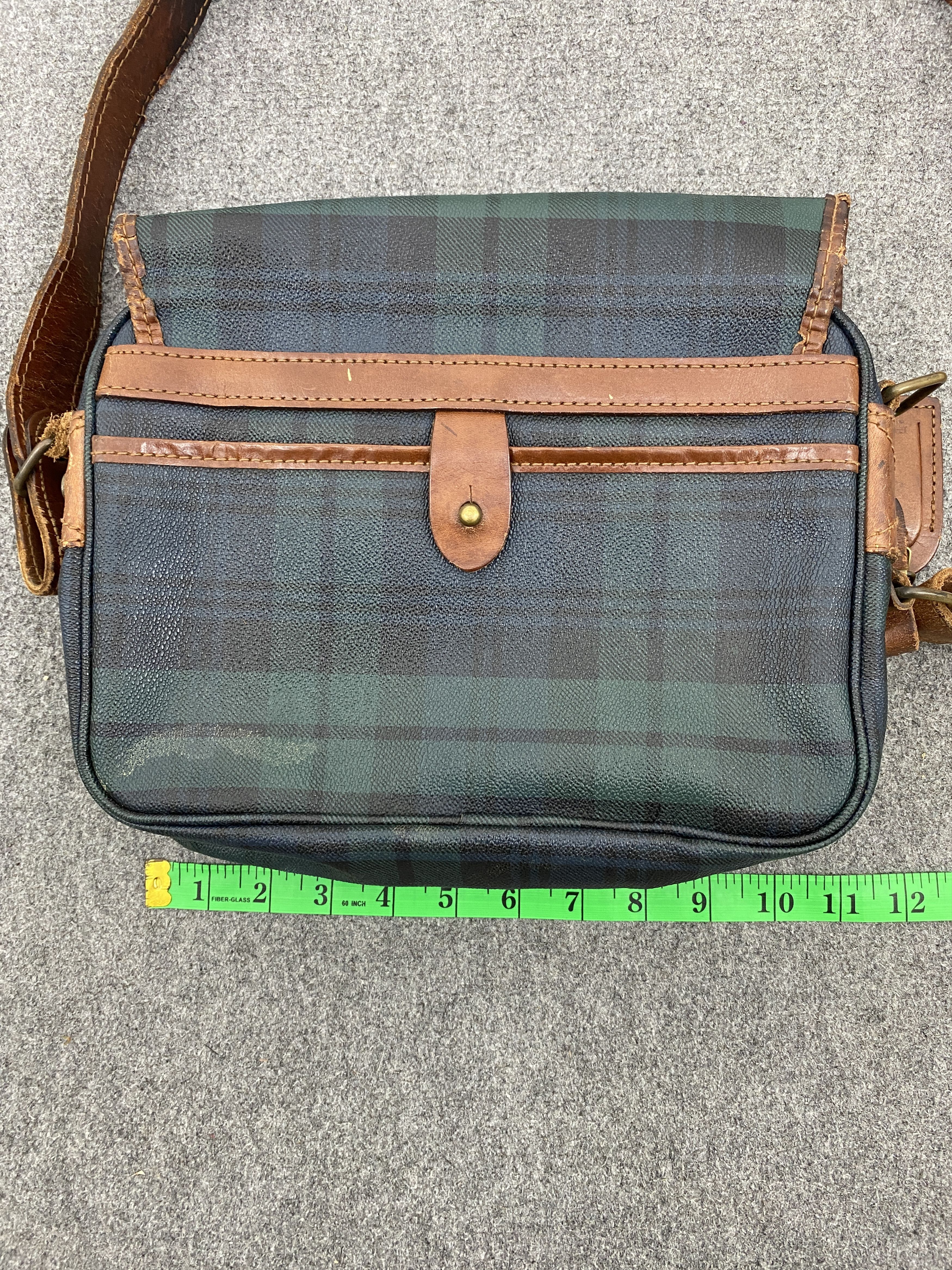 Polo Ralph Lauren × Vintage Vintage 90s Polo RL Plaid Blackwatch Leather Bag BG0108 Size ONE SIZE - 15 Thumbnail