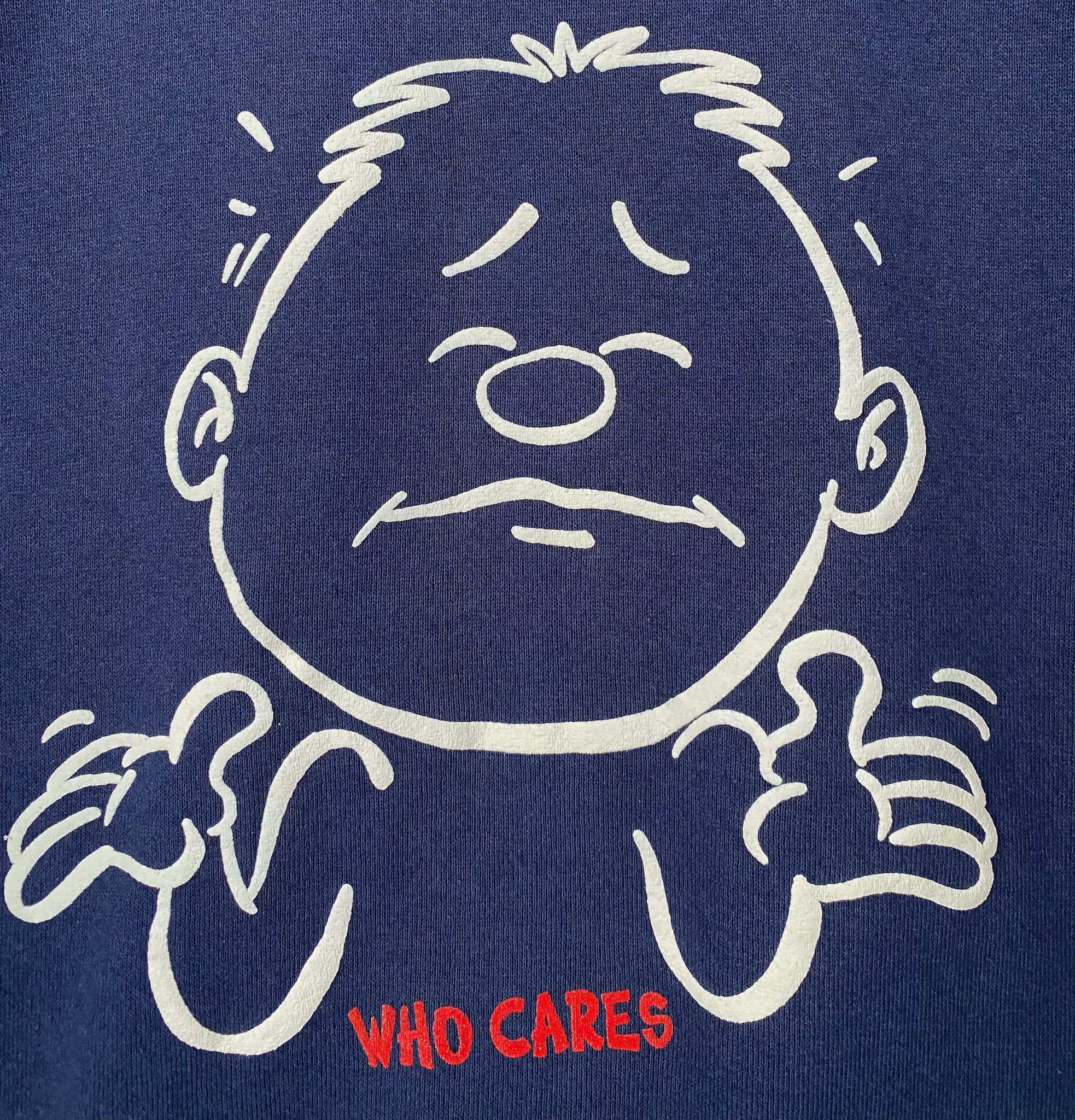 Hanes 90’s Attitude Humor Who Cares Cartoon Navy Sweatshirt Small Size S / US 4 / IT 40 - 3 Thumbnail