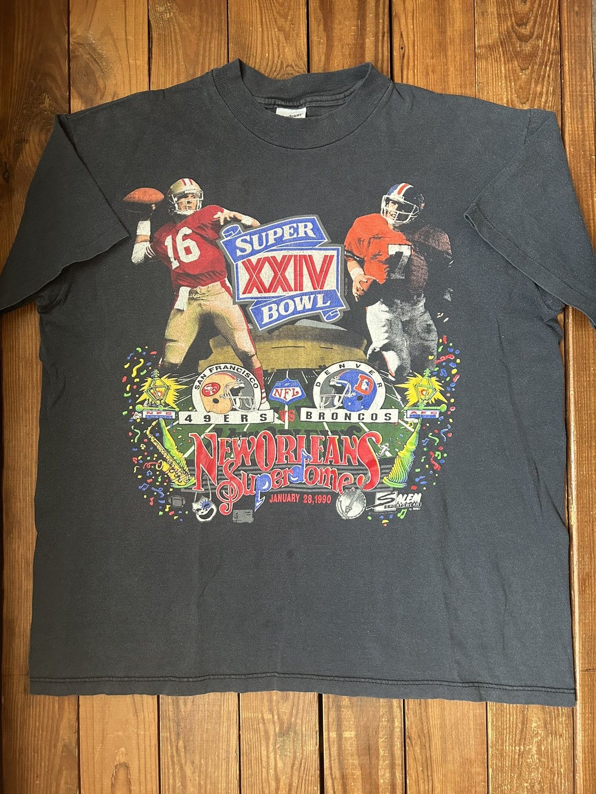 image of Vintage 1990 San Francisco 49Ers Super Bowl Black Tee Shirt, Men's (Size XL)