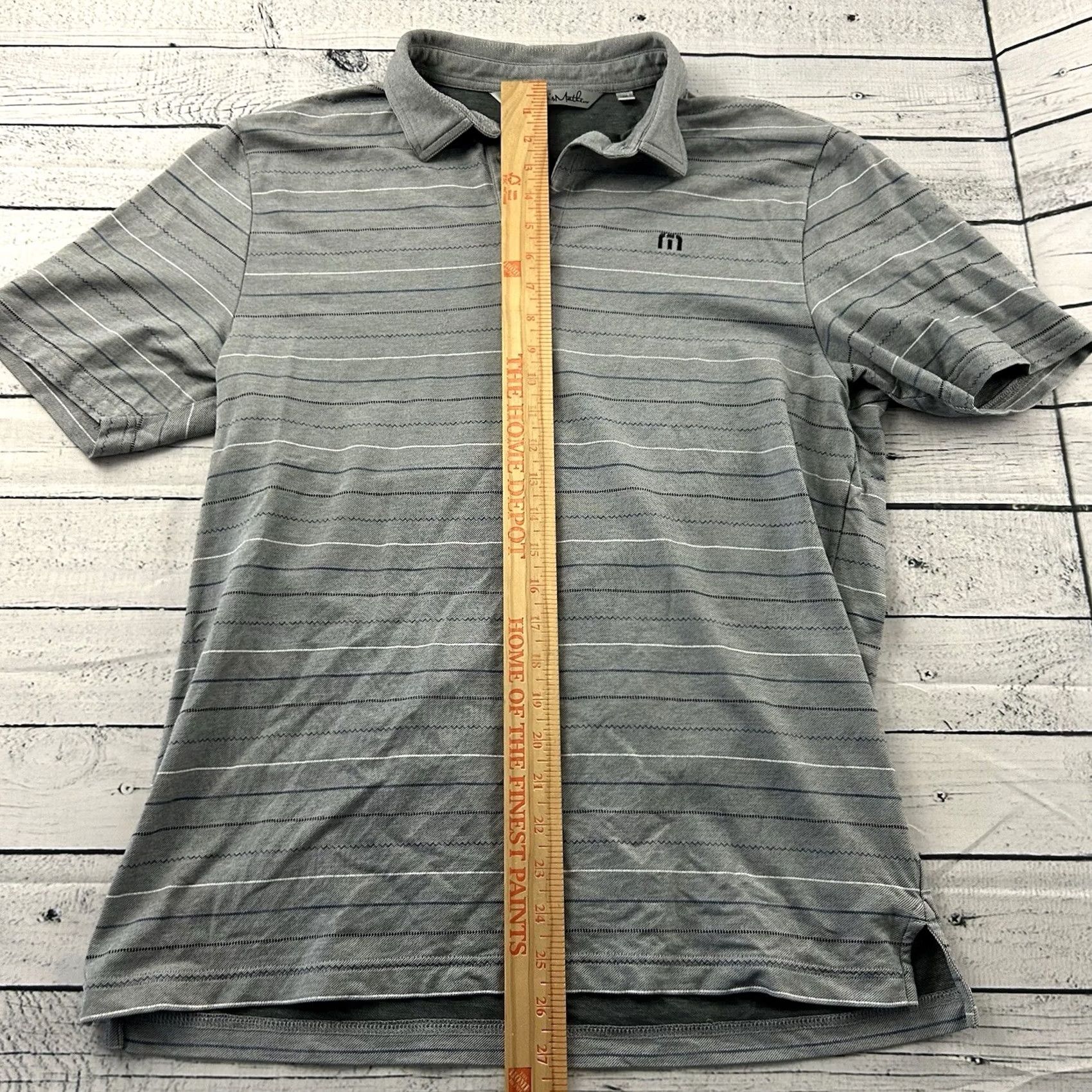 TravisMathew Travis Mathew Striped Short Sleeve Golf Polo Shirt Men's M Gray Shirt Size US M / EU 48-50 / 2 - 4 Thumbnail