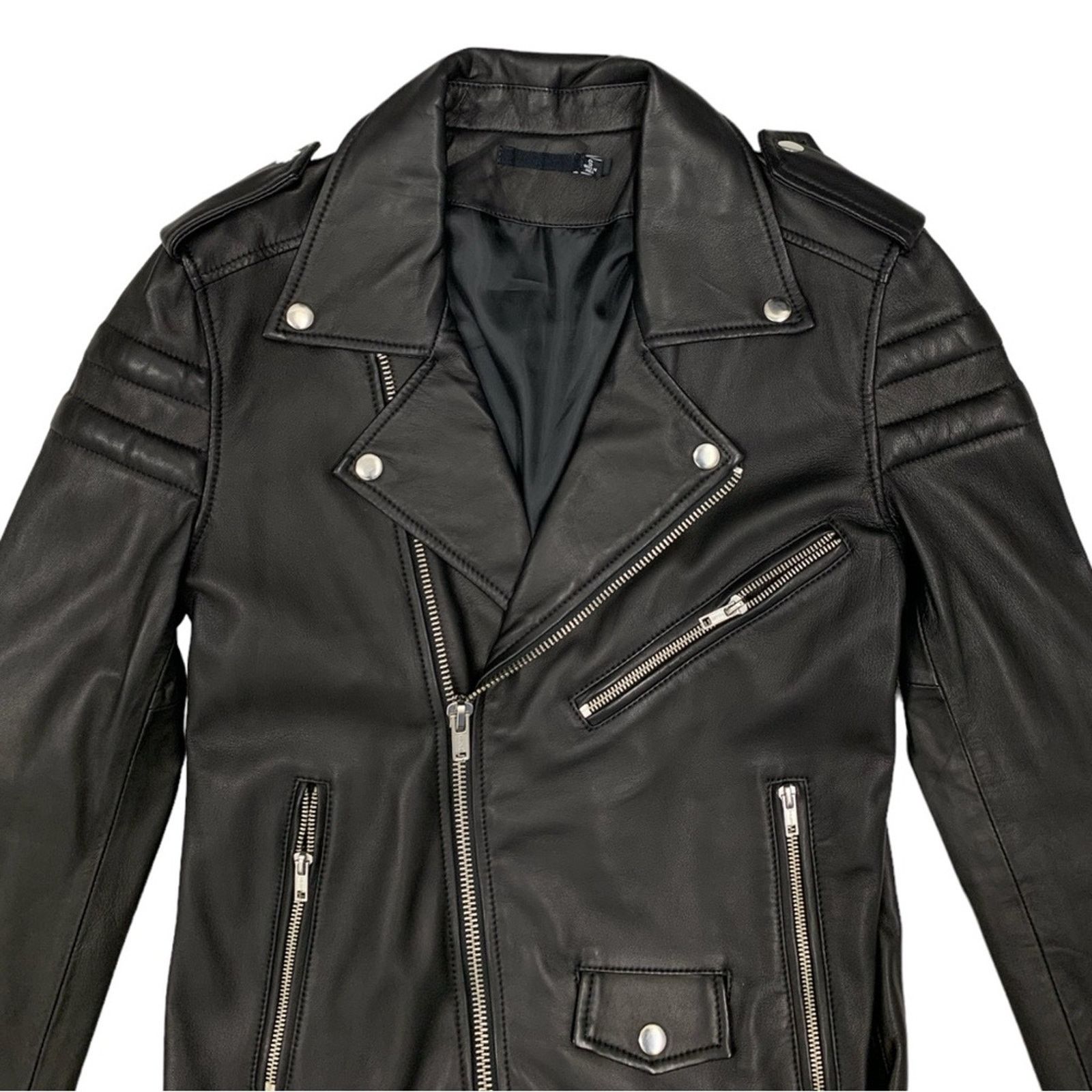 Blk Dnm BLK DNM Women Slim Fit Black Leather Biker Jacket Size Small Size S / US 4 / IT 40 - 3 Thumbnail