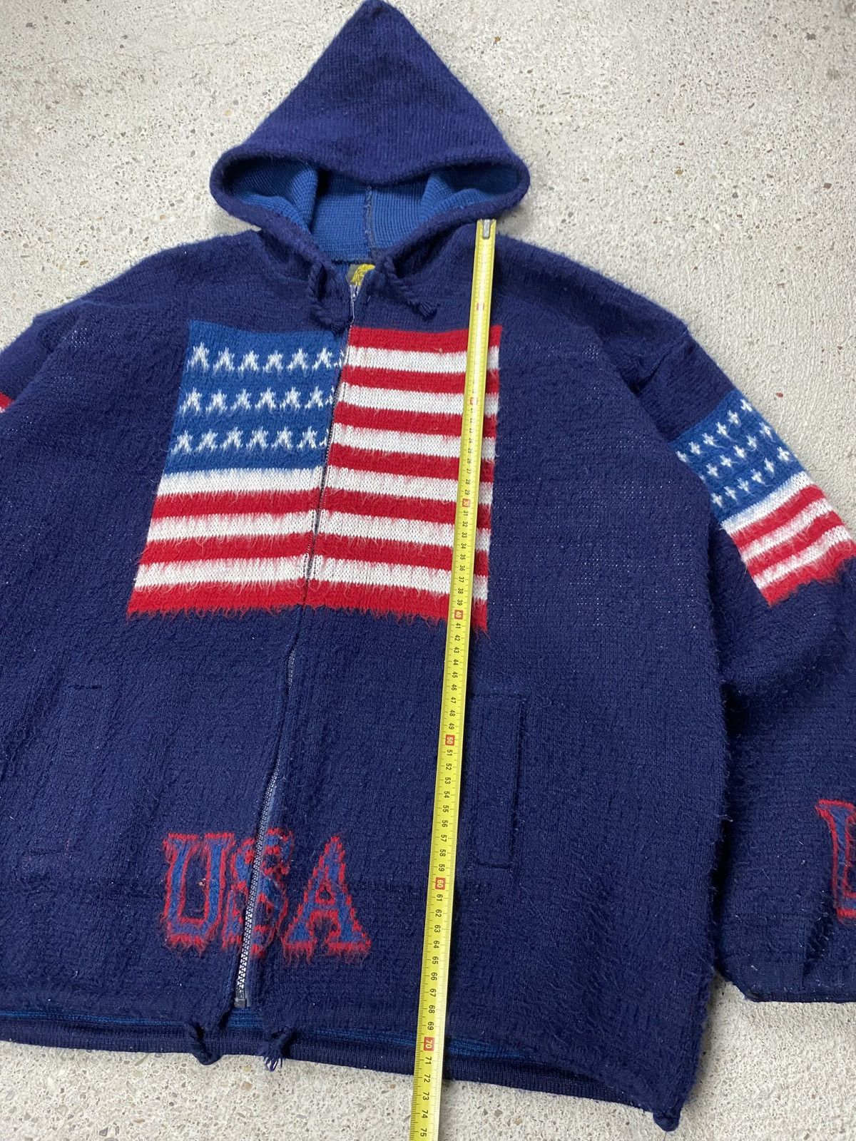 Vintage Vintage usa knitted mohair hoodie flag patriotic ovwrsized Size US L / EU 52-54 / 3 - 13 Thumbnail