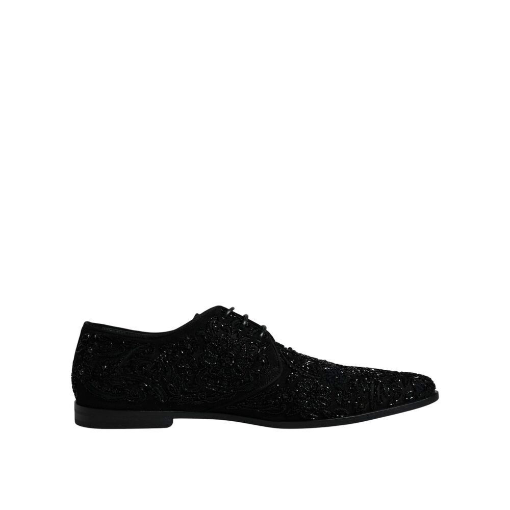 Dolce & Gabbana Dolce & Gabbana Black Embellished Suede Derby Formal Shoes Size US 12 / EU 45 - 7 Thumbnail
