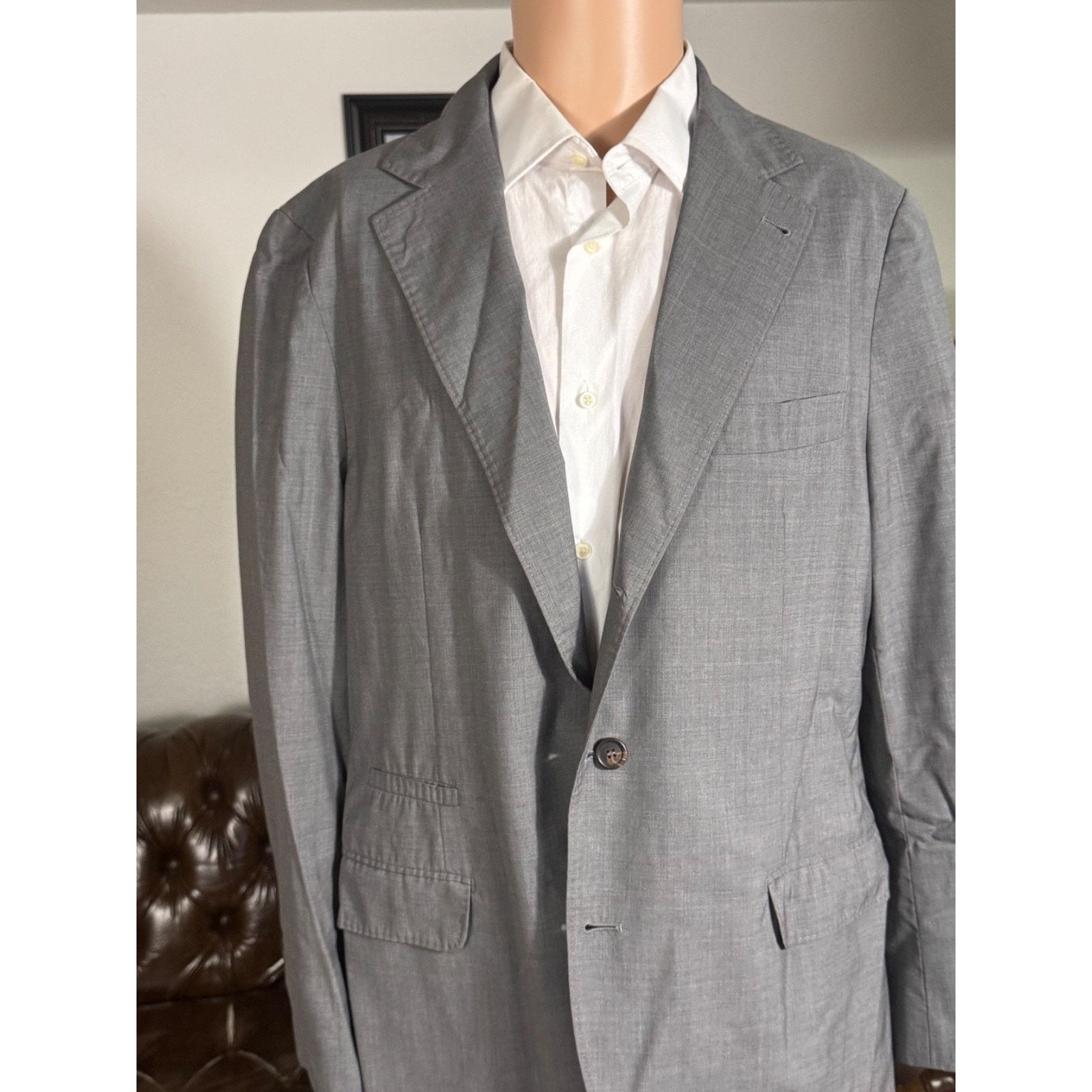 Brunello Cucinelli Brunello Cucinelli Gray Wool Silk Unstructured Blazer 44R Size 44R - 1 Thumbnail