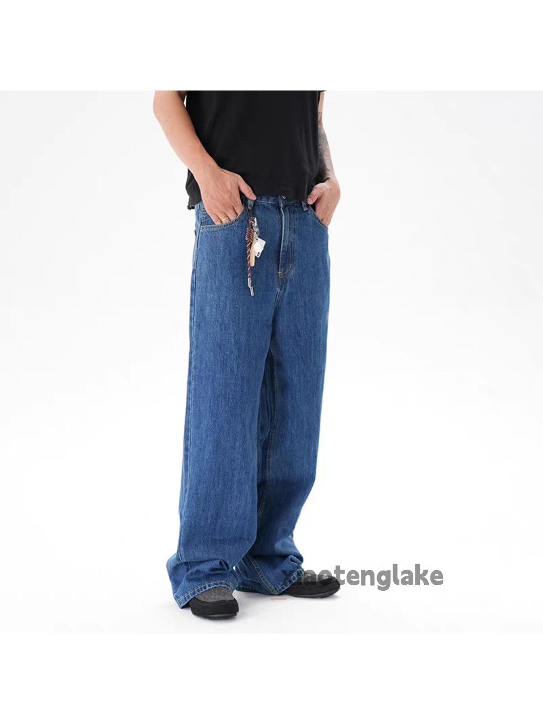 Jean Unisex washed faded loose baggy skate hiphop jeans Size US 36 / EU 52 - 4 Thumbnail